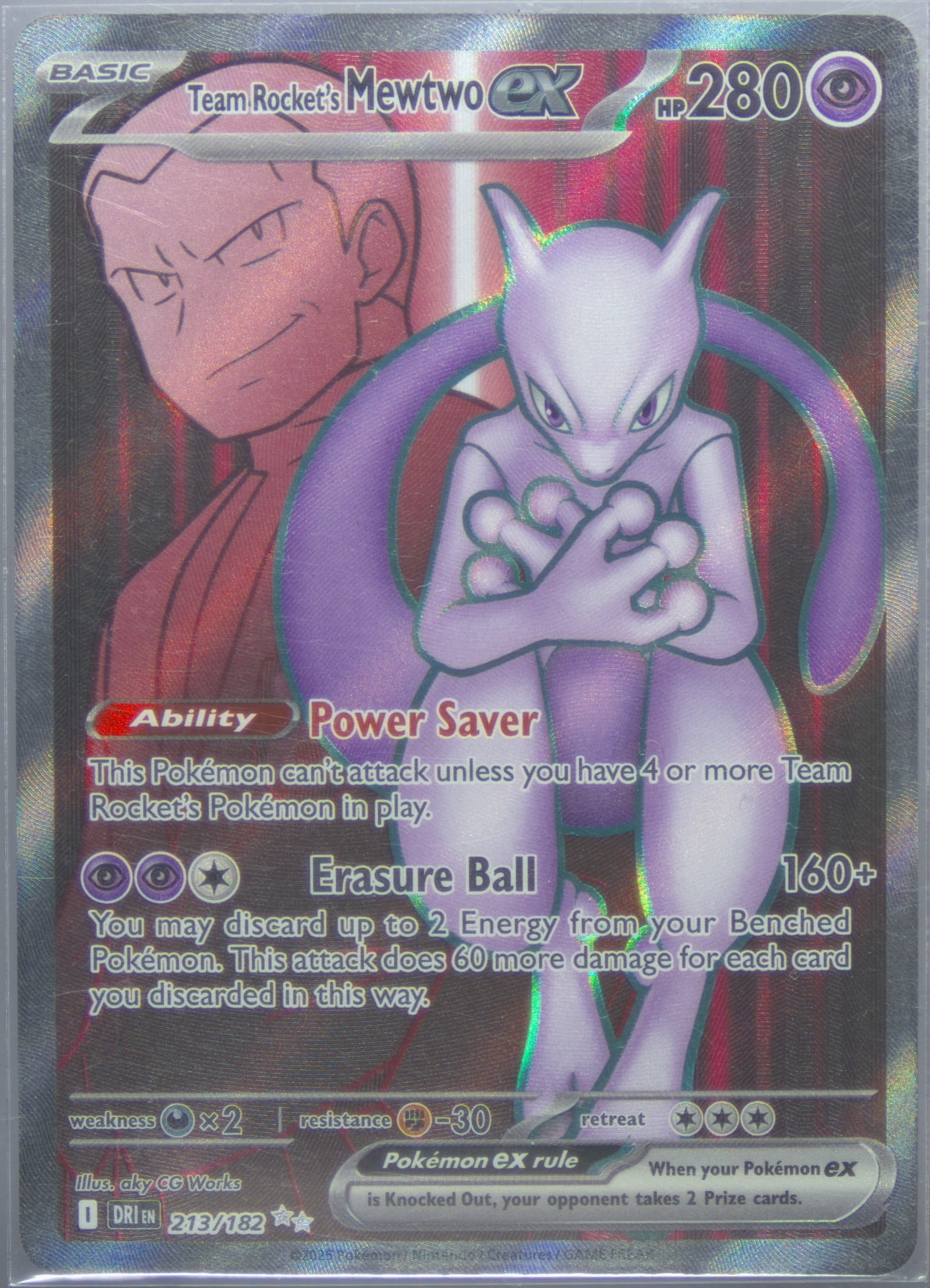 Team Rocket's Mewtwo EX Ultra Rare (213) 2025 Pokemon Dri EN-Destined Rivals