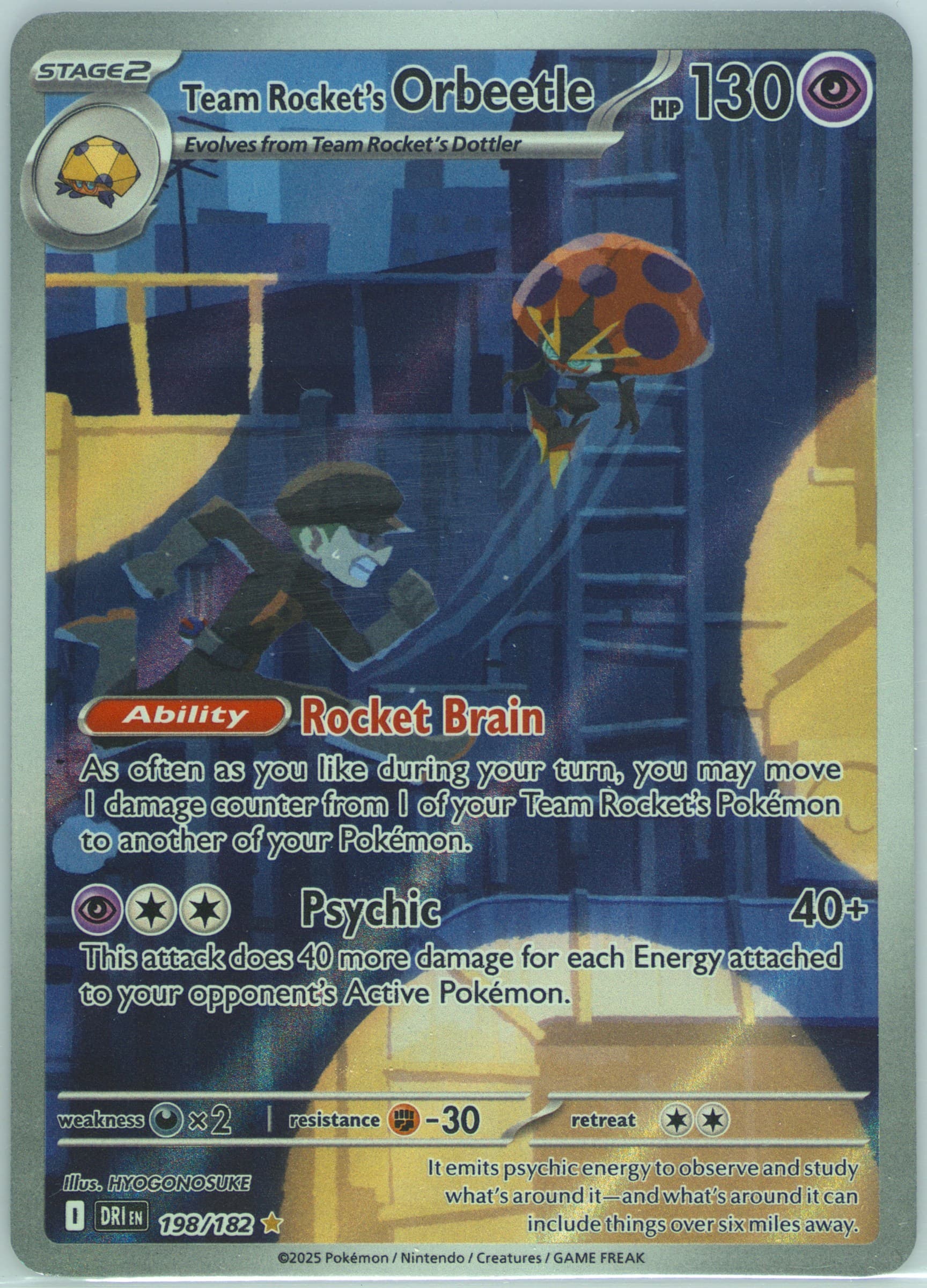 Team Rocket's Orbeetle Illustration Rare (198) 2025 Pokemon German Dri de-Destined Rivals