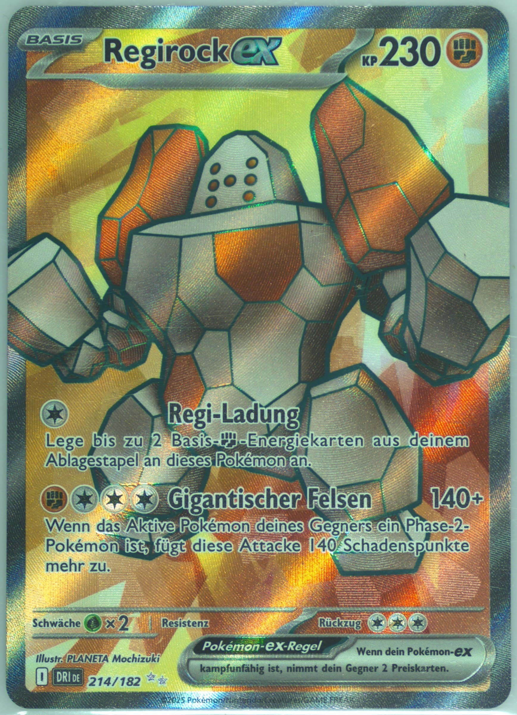 Regirock EX Ultra Rare (214) 2025 Pokemon German Dri de-Destined Rivals