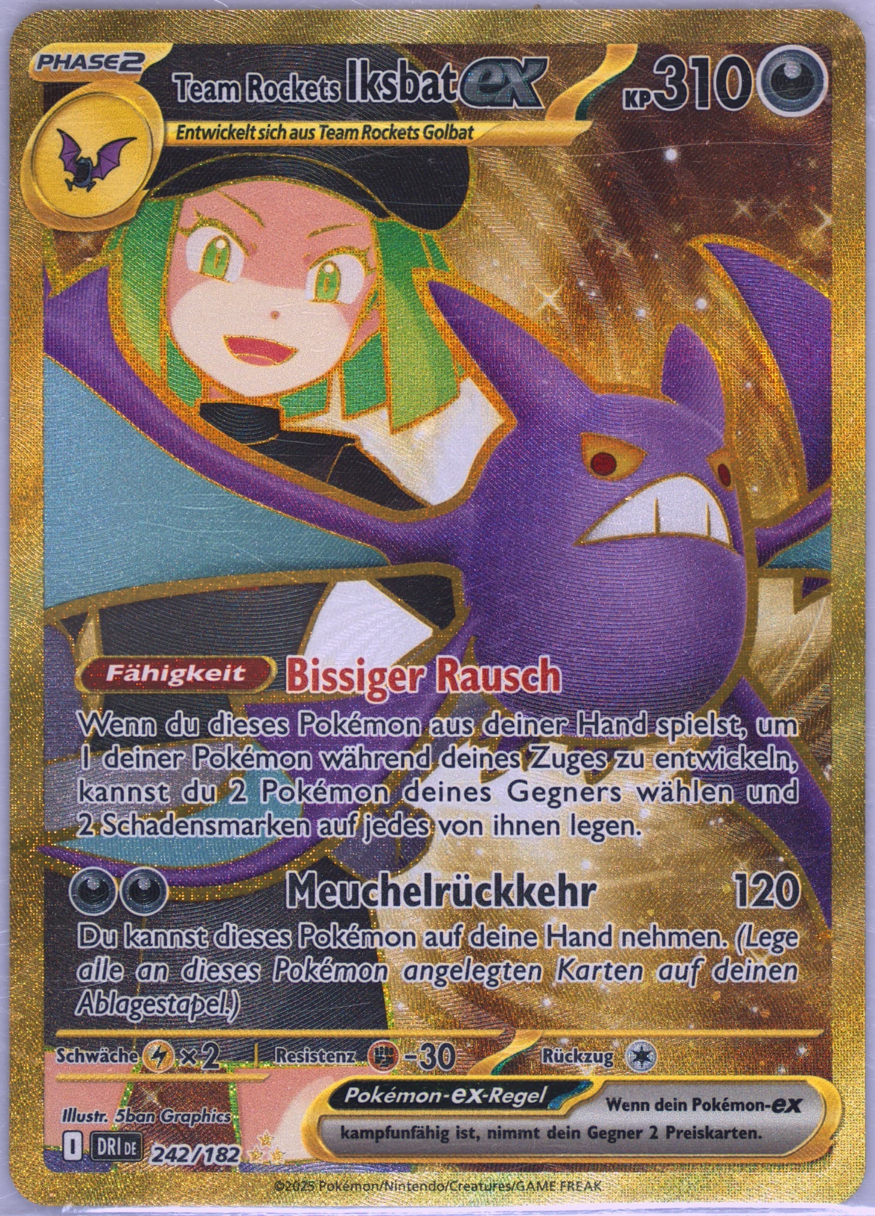 Team Rocket's Crobat EX Hyper Rare (242) 2025 Pokemon German Dri de-Destined Rivals