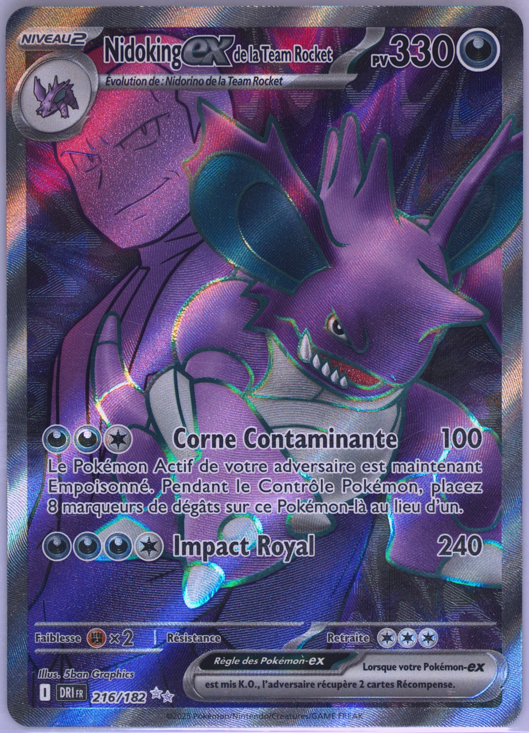Team Rocket's Nidoking EX Ultra Rare (216) 2025 Pokemon French Dri FR-Destined Rivals