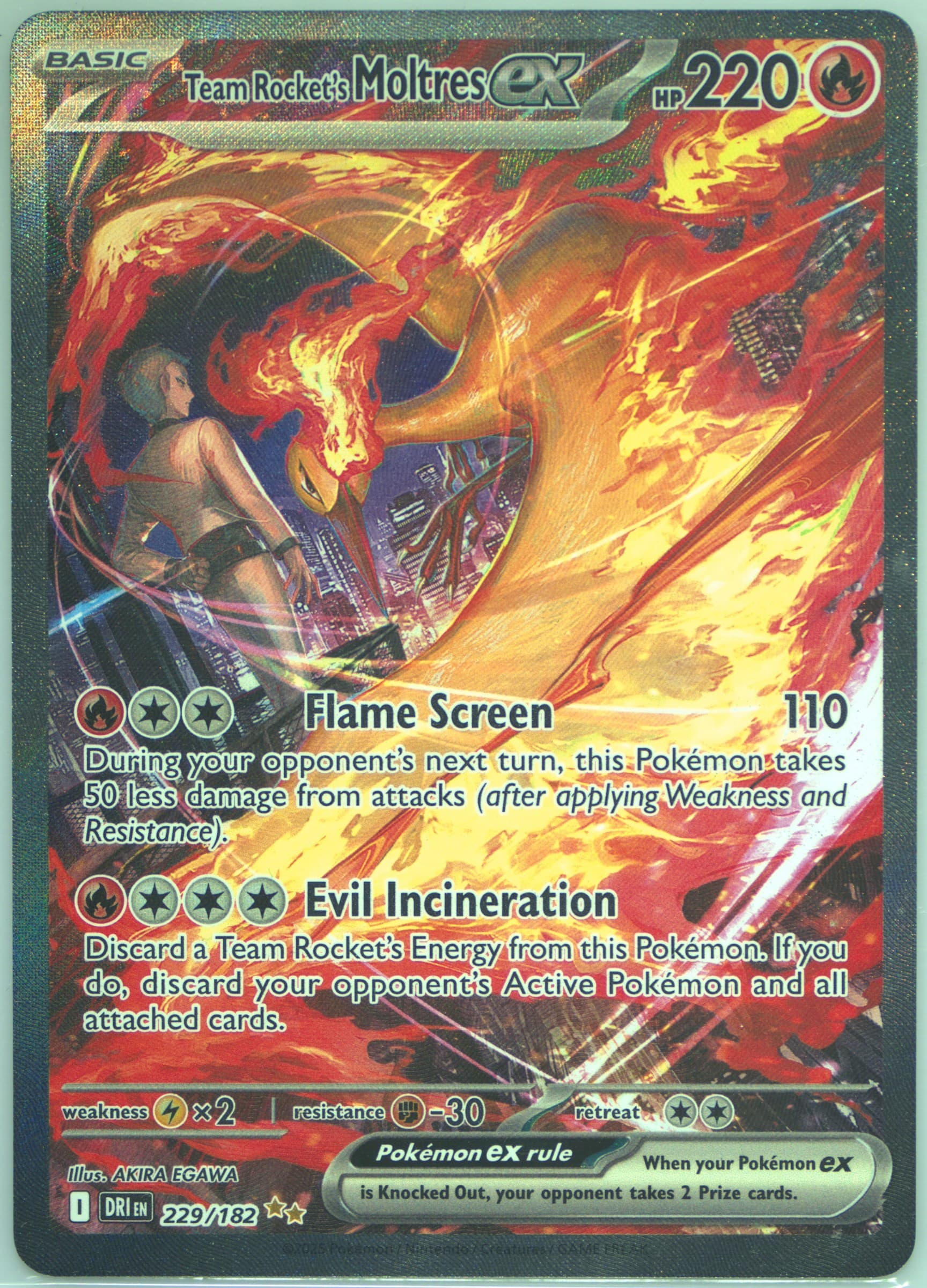 Team Rocket's Moltres EX Special Illustration Rare (229) 2025 Pokemon French Dri FR-Destined Rivals