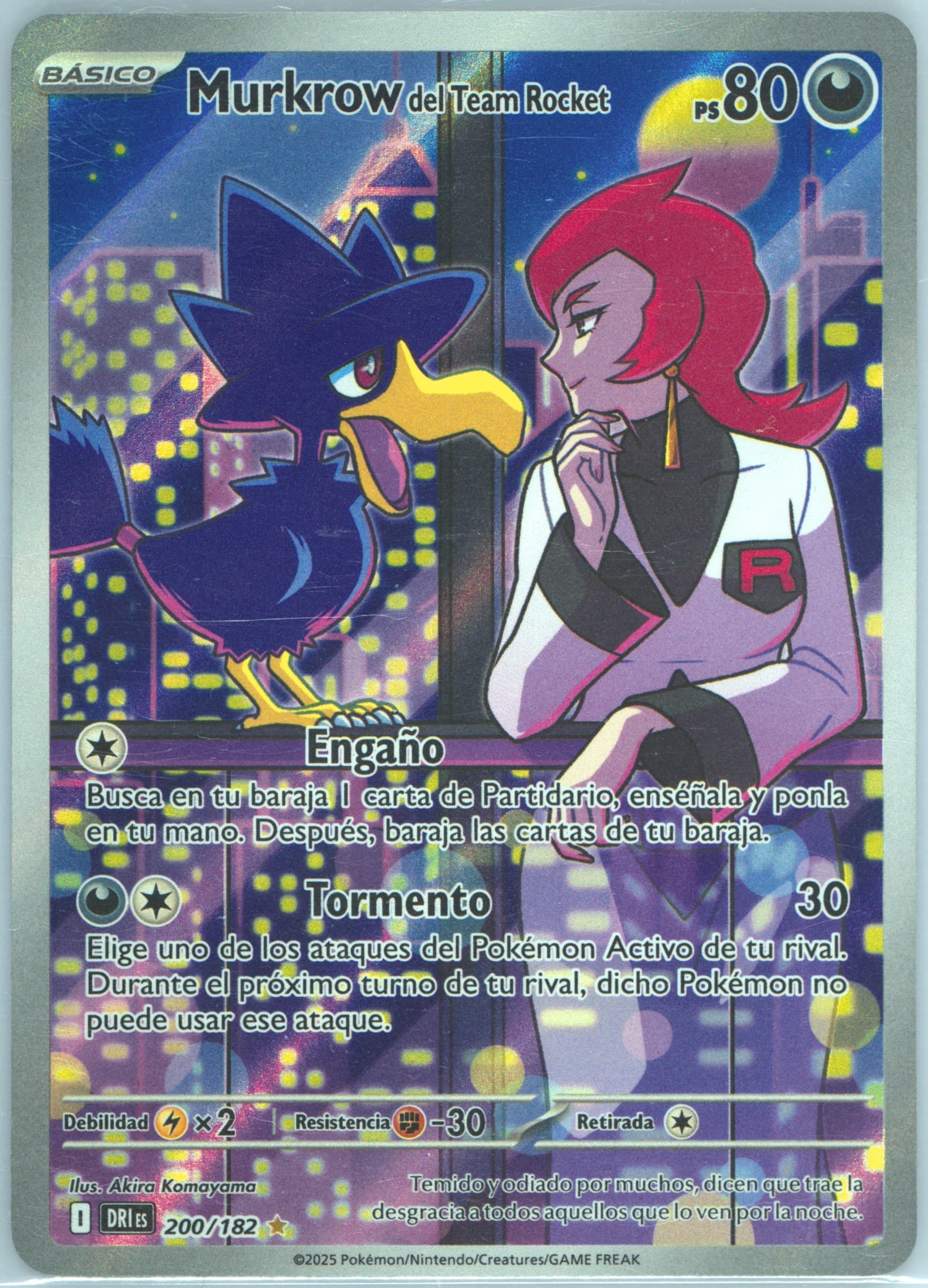 Team Rocket's Murkrow Illustration Rare (200) 2025 Pokemon Spanish Dri ES-Destined Rivals