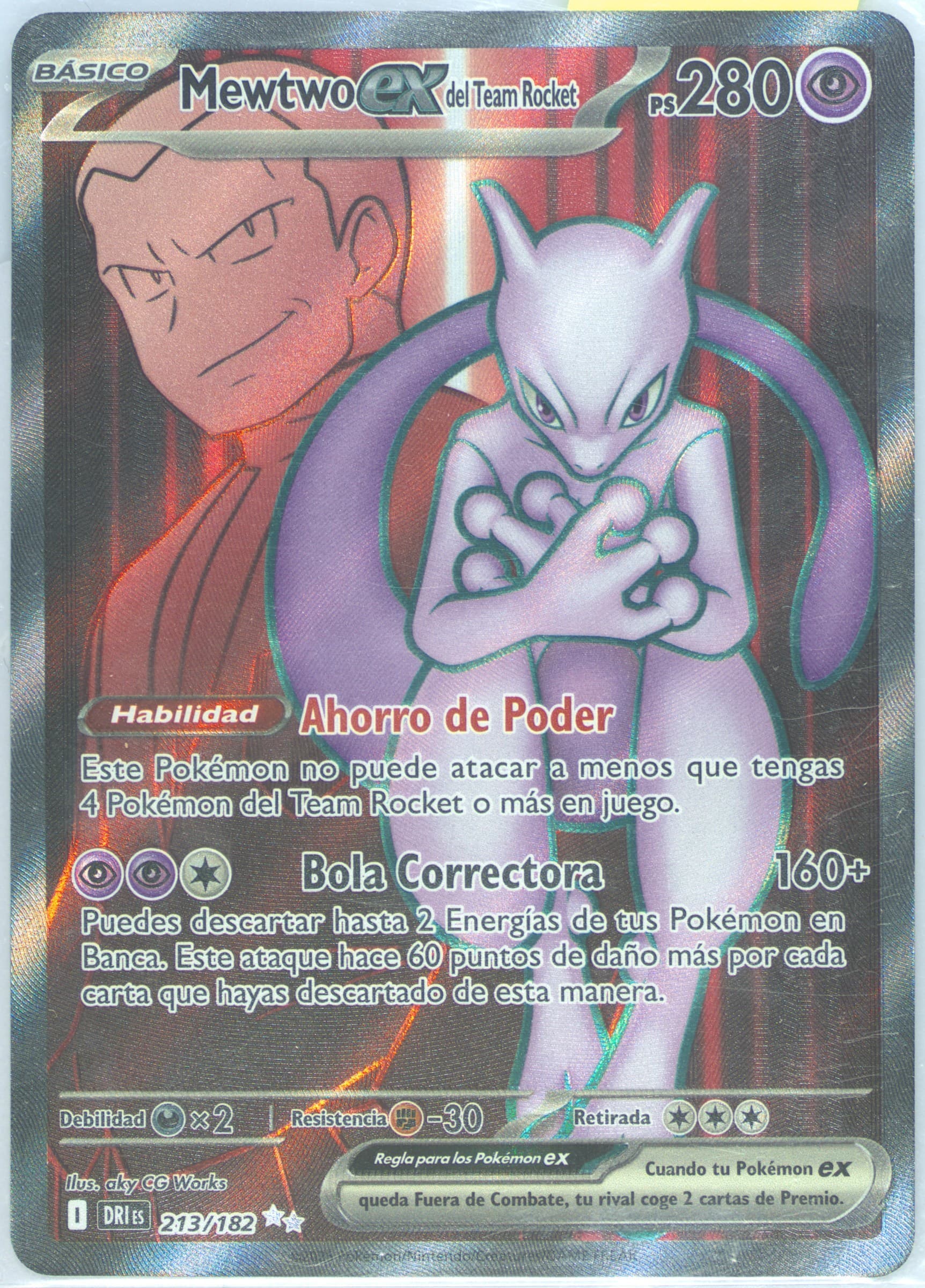 Team Rocket's Mewtwo EX Ultra Rare (213) 2025 Pokemon Spanish Dri ES-Destined Rivals