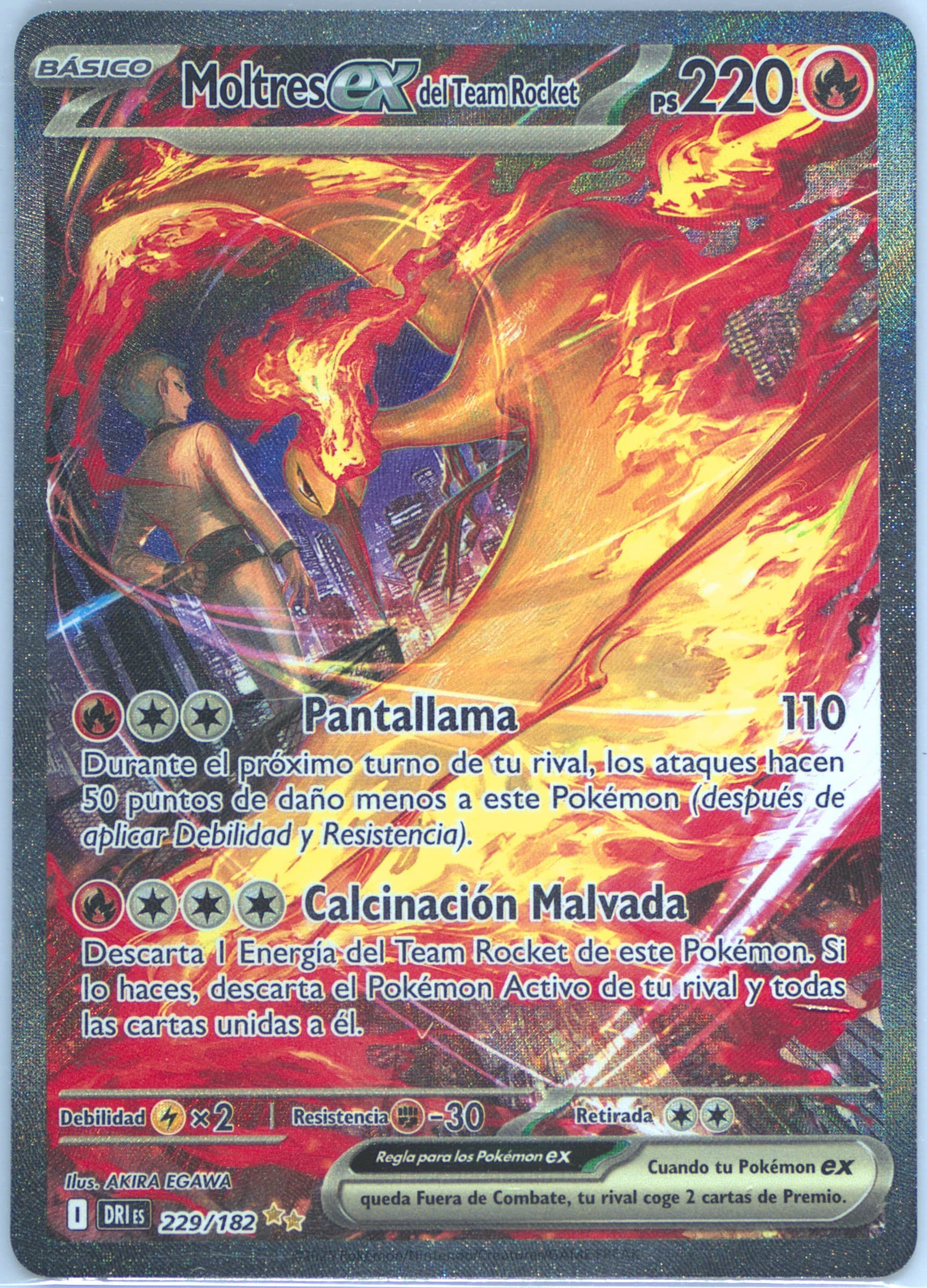 Team Rocket's Moltres EX Special Illustration Rare (229) 2025 Pokemon Spanish Dri ES-Destined Rivals