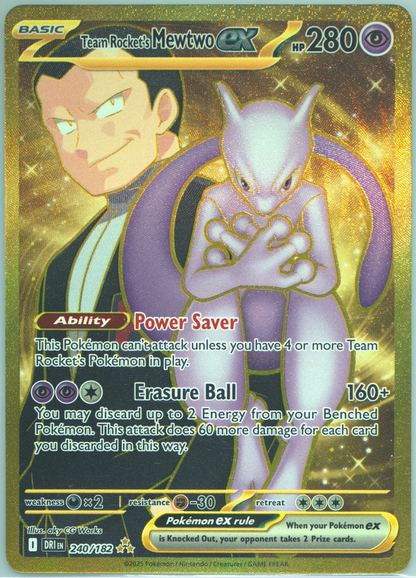 Team Rocket's Mewtwo EX Hyper Rare (240) 2025 Pokemon Spanish Dri ES-Destined Rivals