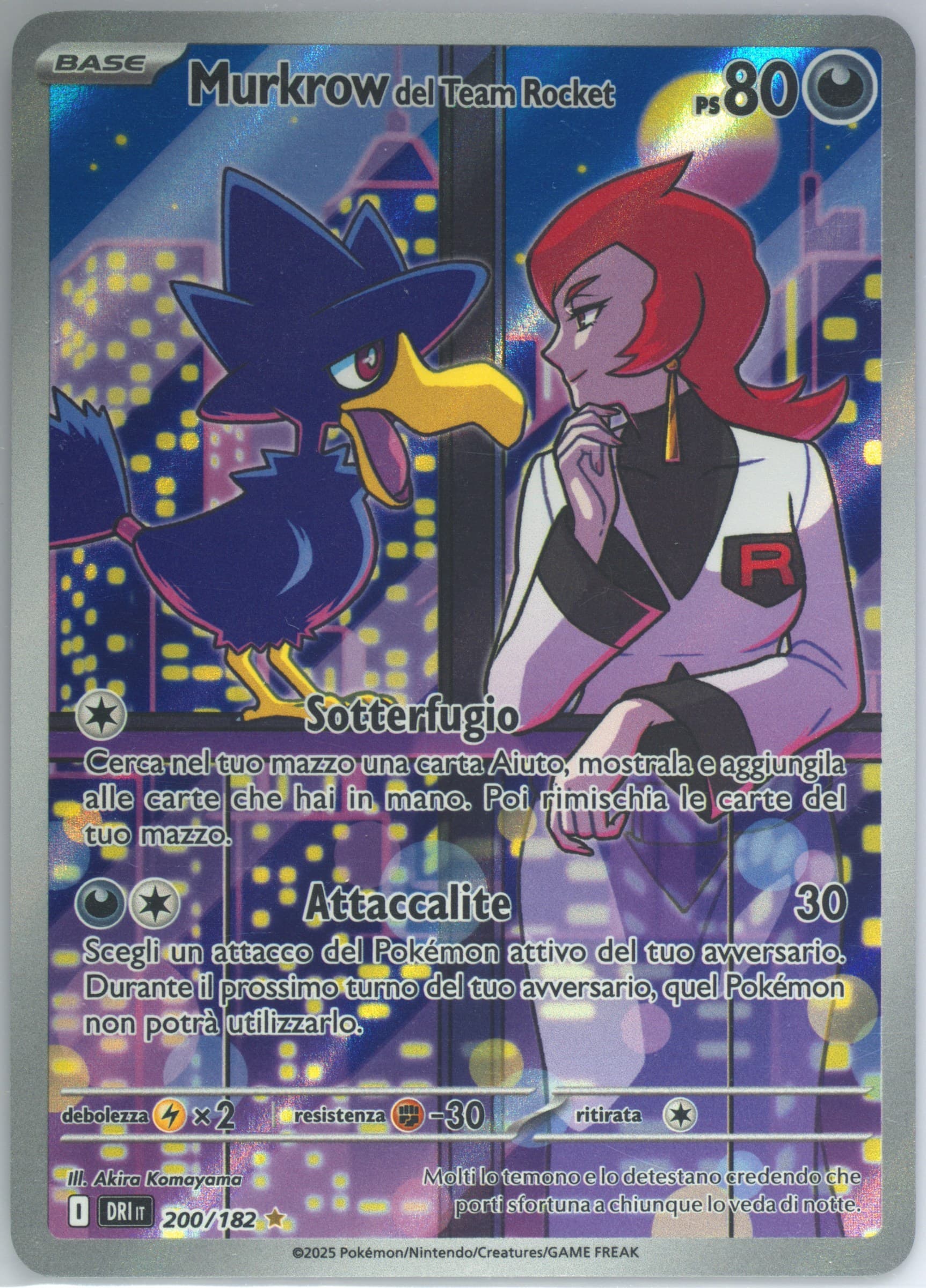 Team Rocket's Murkrow Illustration Rare (200) 2025 Pokemon Italian Dri It-Destined Rivals
