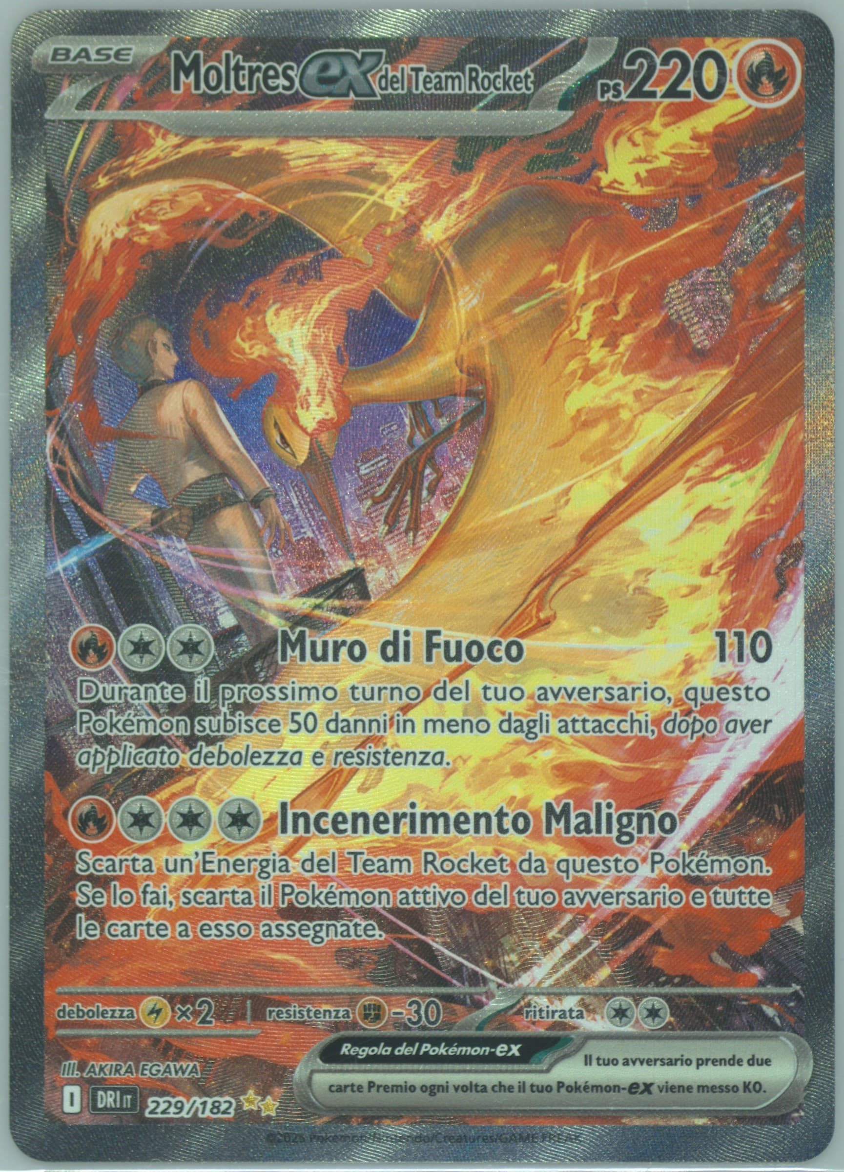 Team Rocket's Moltres EX Special Illustration Rare (229) 2025 Pokemon Italian Dri It-Destined Rivals