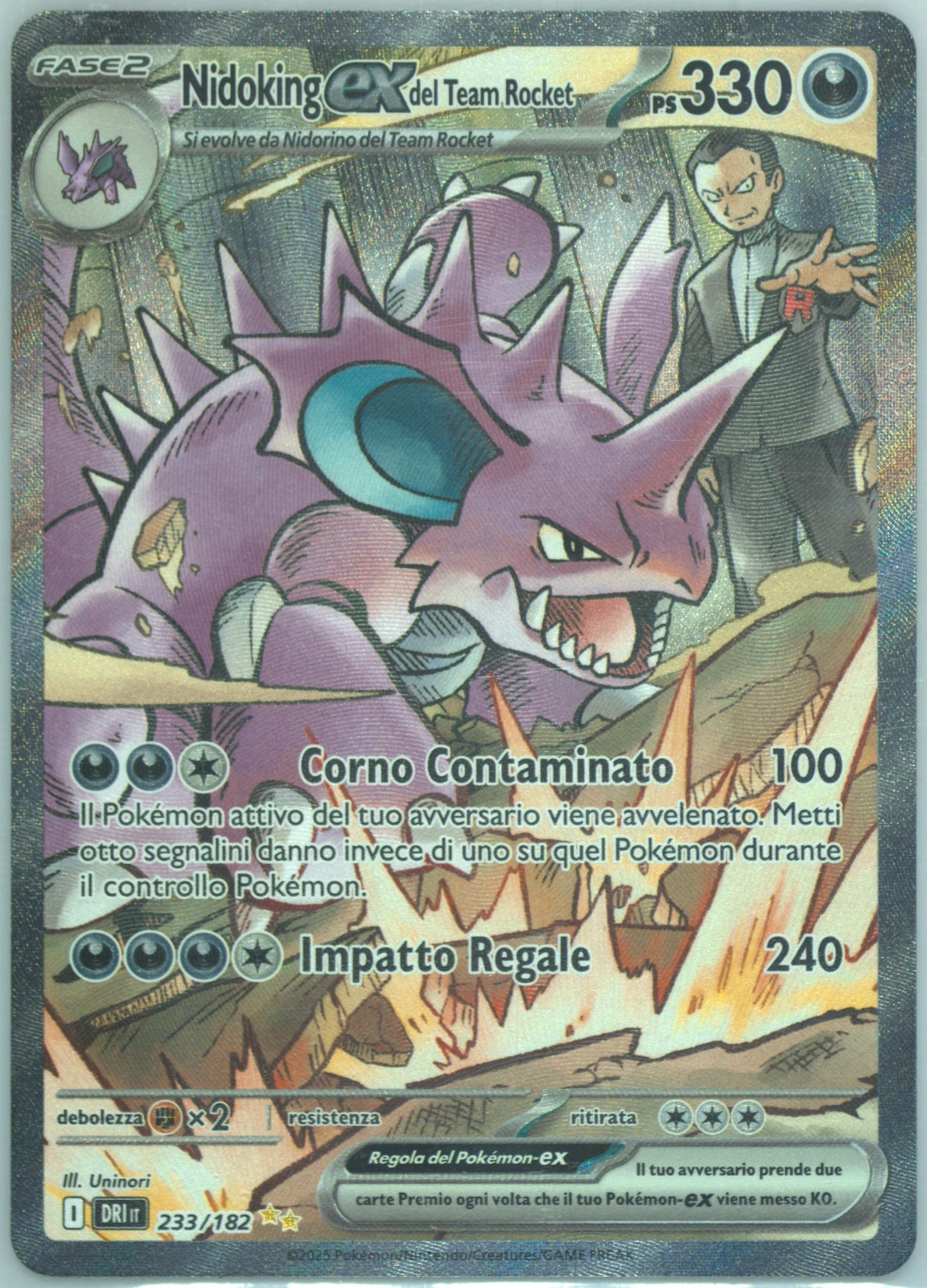 Team Rocket's Nidoking EX Special Illustration Rare (233) 2025 Pokemon Italian Dri It-Destined Rivals