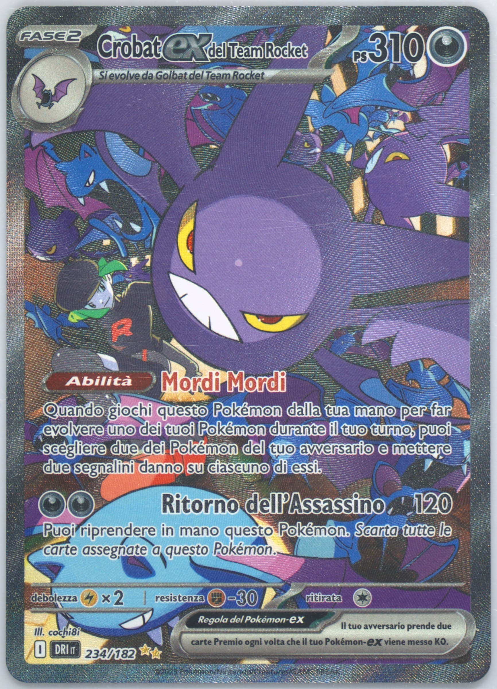 Team Rocket's Crobat EX Special Illustration Rare (234) 2025 Pokemon Italian Dri It-Destined Rivals