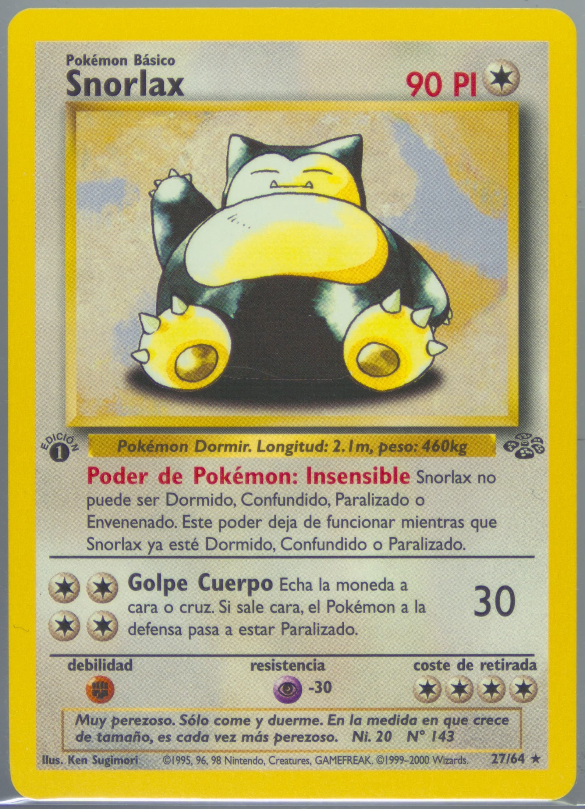 Snorlax 1st Edition (27) 2000 Pokemon Spanish Jungle