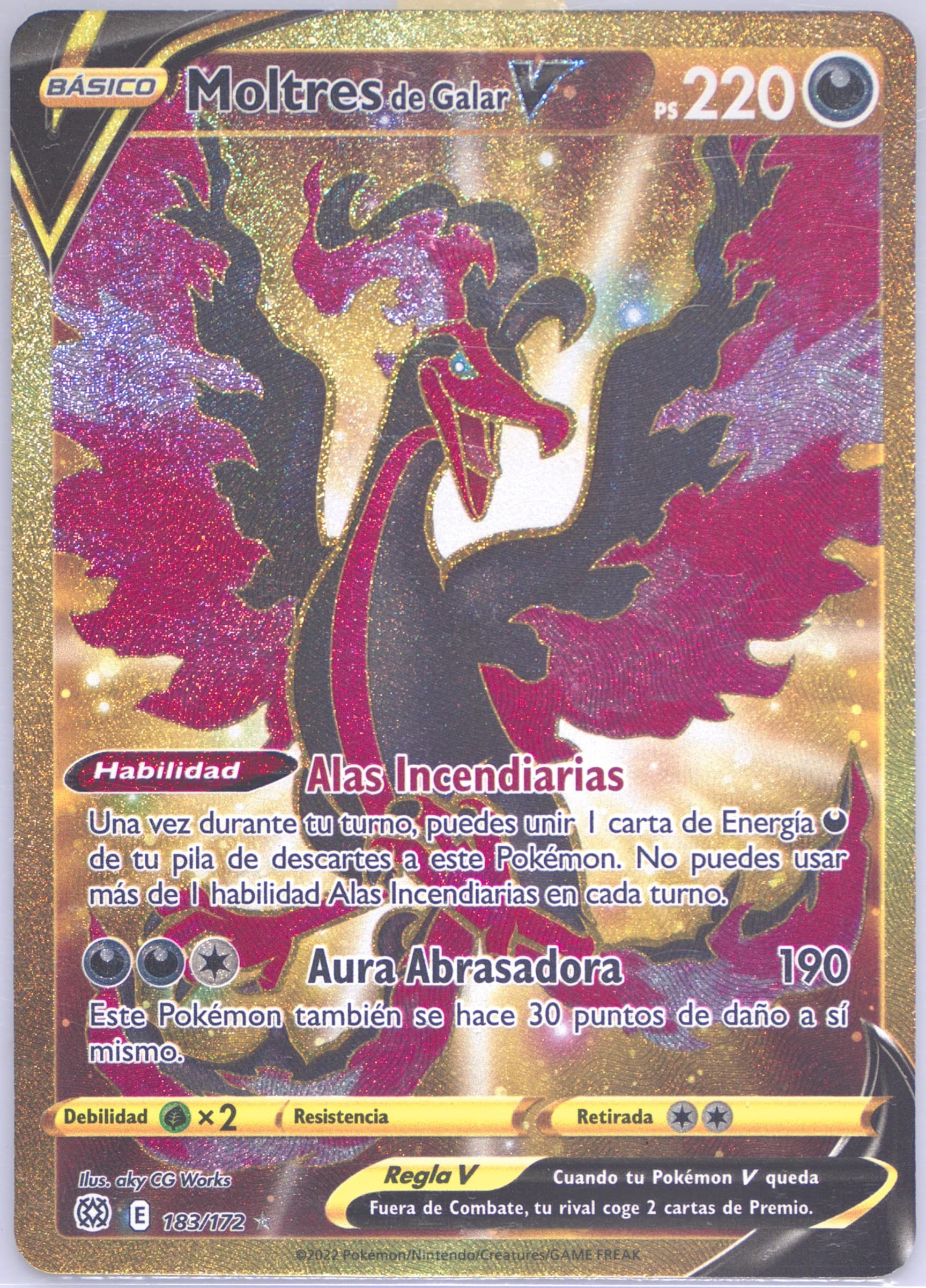 Full Art/Moltres de Galar V Spanish-Secret (183) 2022 Pokemon Sword & Shield Brilliant Stars