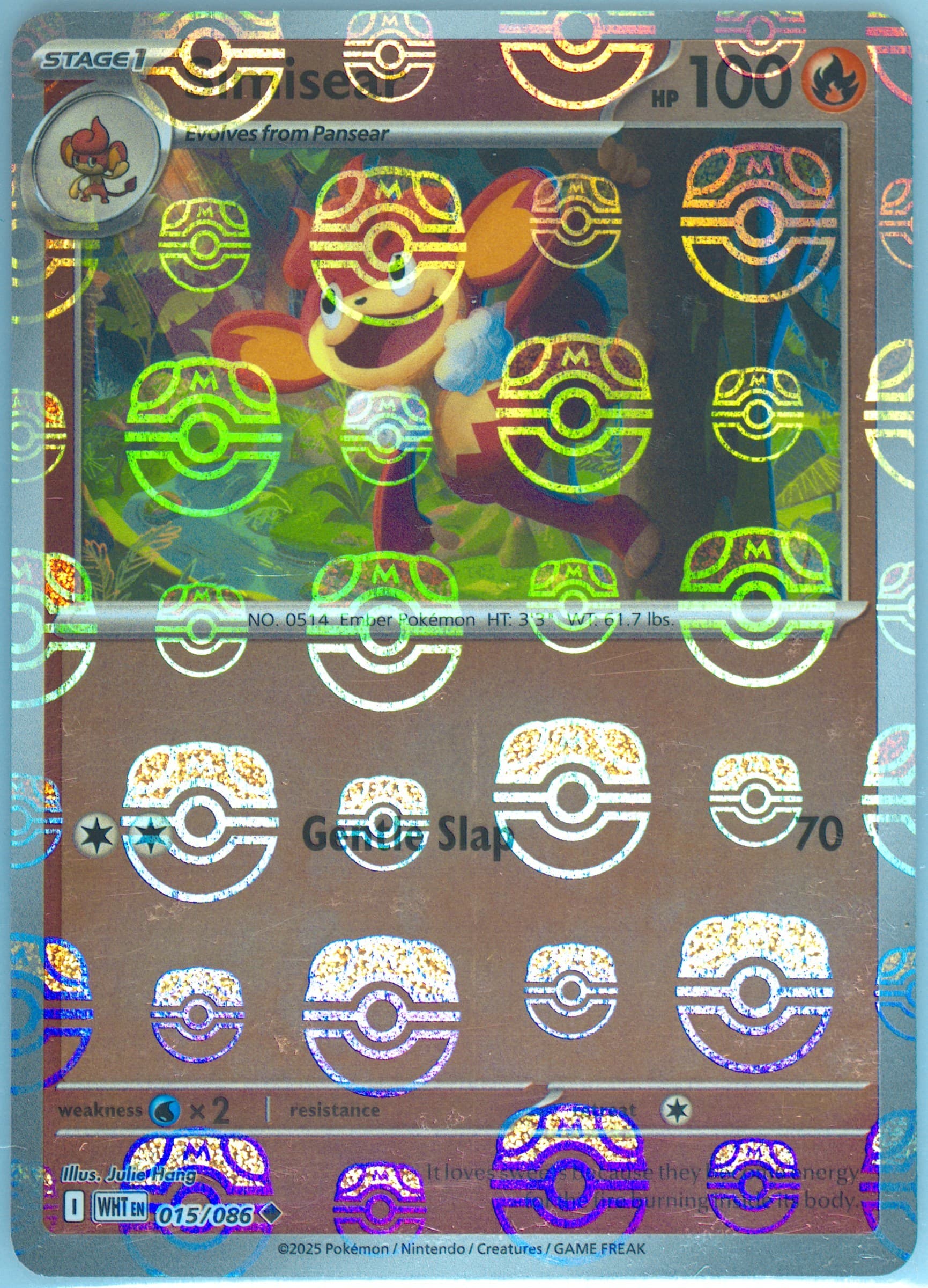 Simisear Reverse Holo (015) 2025 Pokemon Japanese Sv11w-White Flare