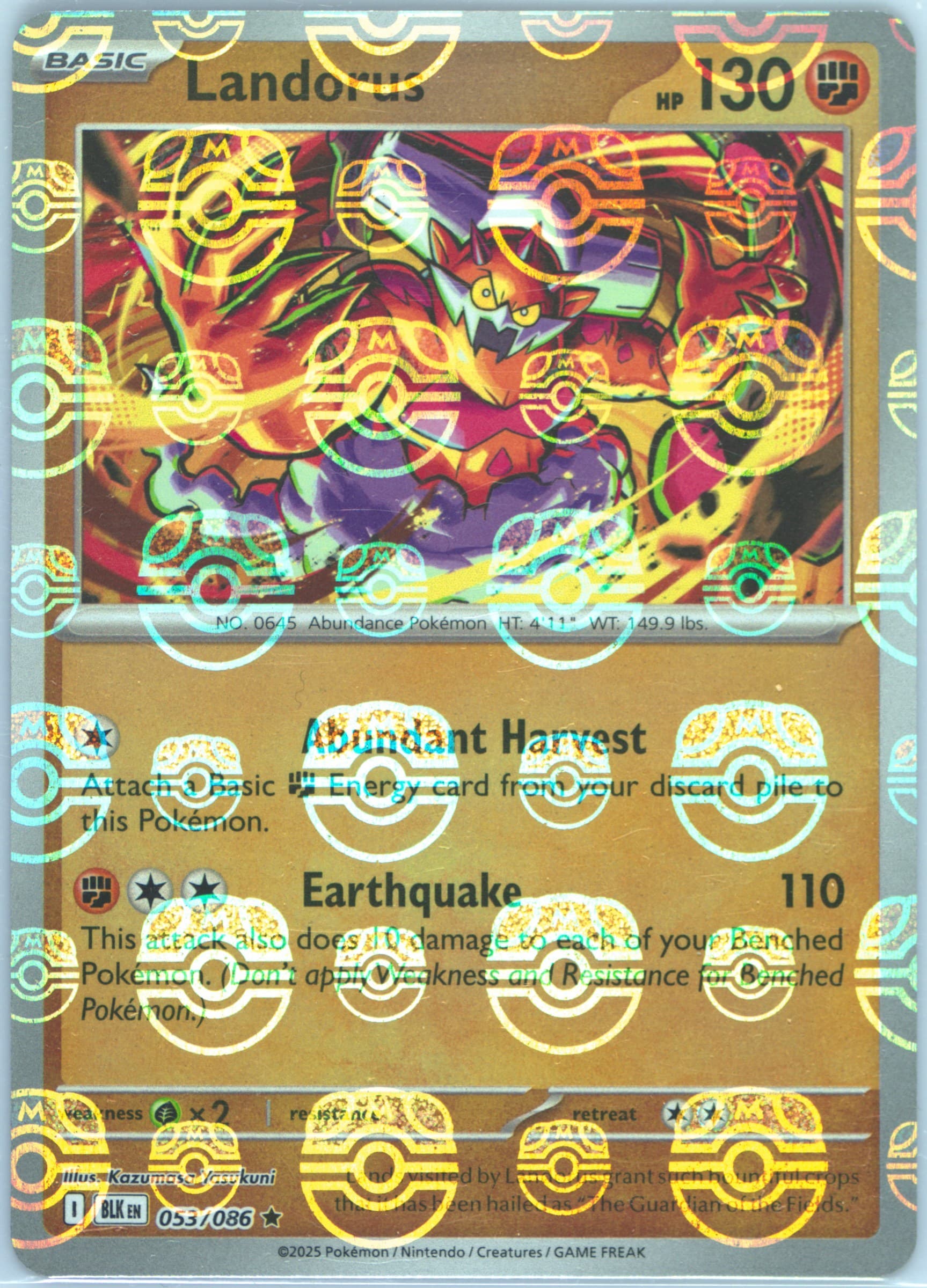 Landorus Master Ball Reverse Holo (056) 2025 Pokemon Japanese Sv11b-Black Bolt