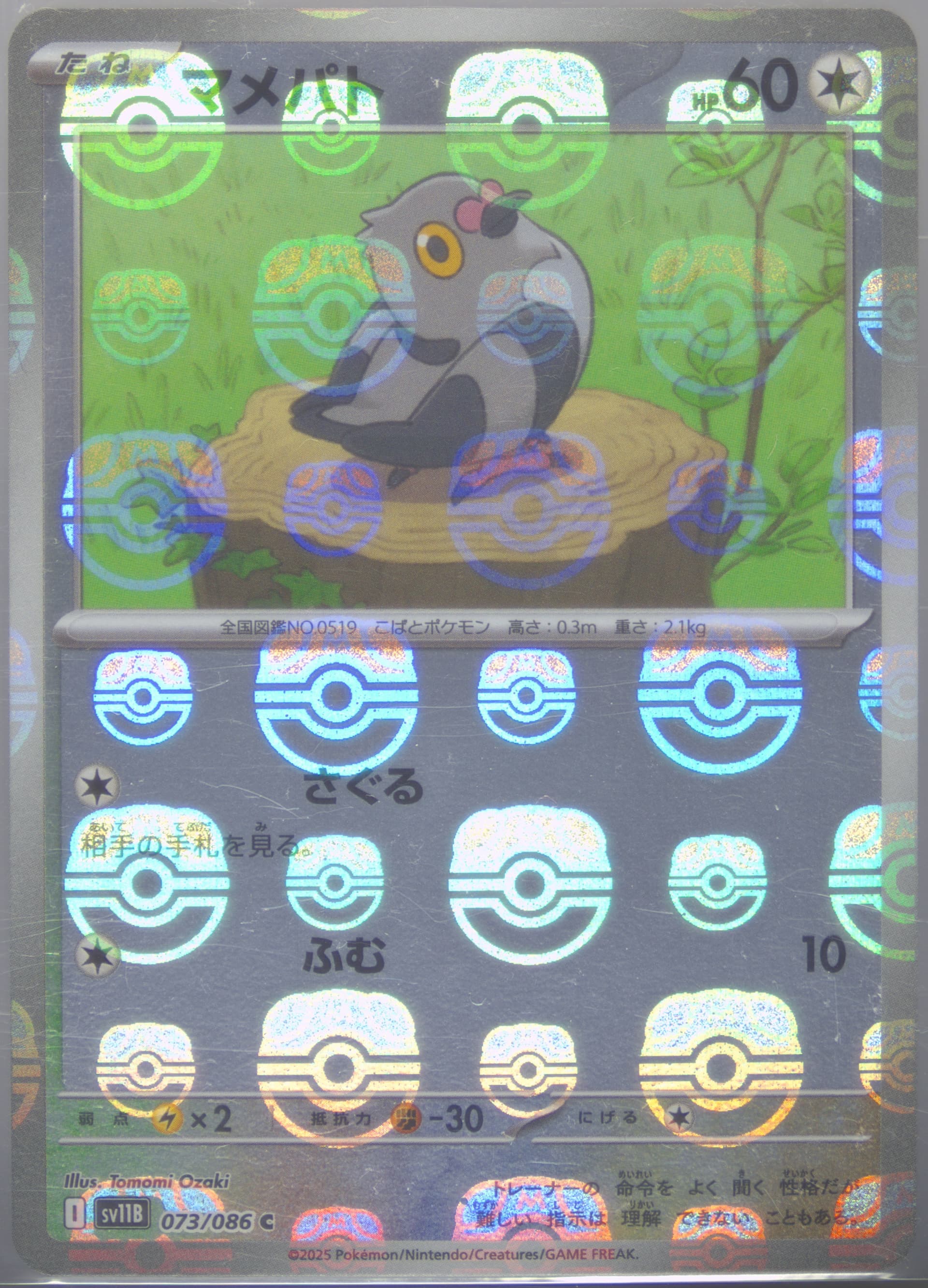 Pidove Master Ball Reverse Holo (073) 2025 Pokemon Japanese Sv11b-Black Bolt