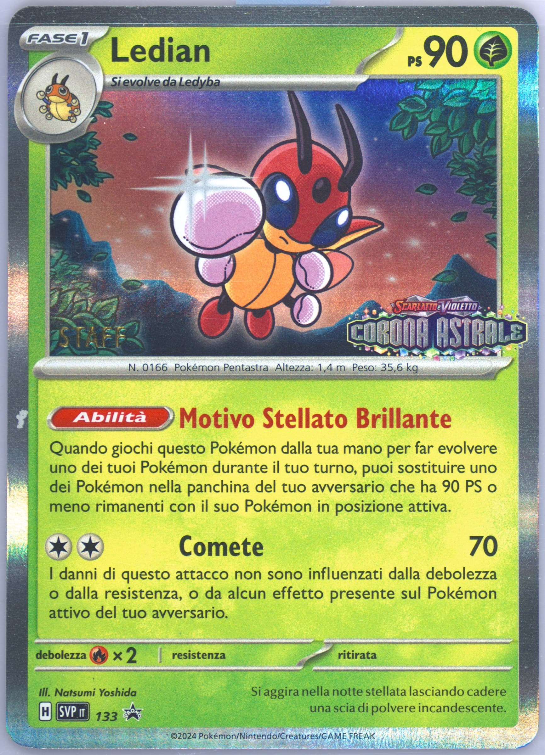 Ledian Stellar Crown Prerelease-Staff (133) 2024 Pokemon Italian Svp It-SV Black Star Promo