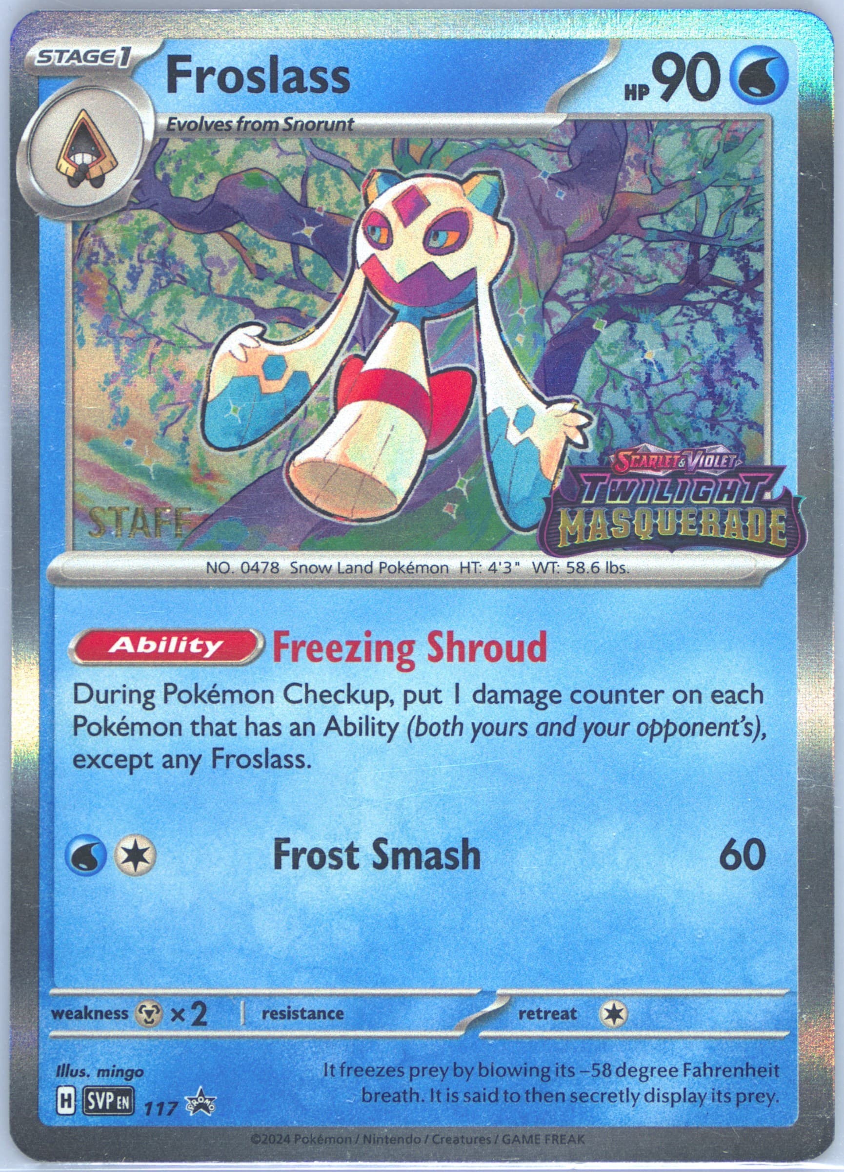 Froslass Stellar Crown Prerelease-Staff (117) 2024 Pokemon Italian Svp It-SV Black Star Promo