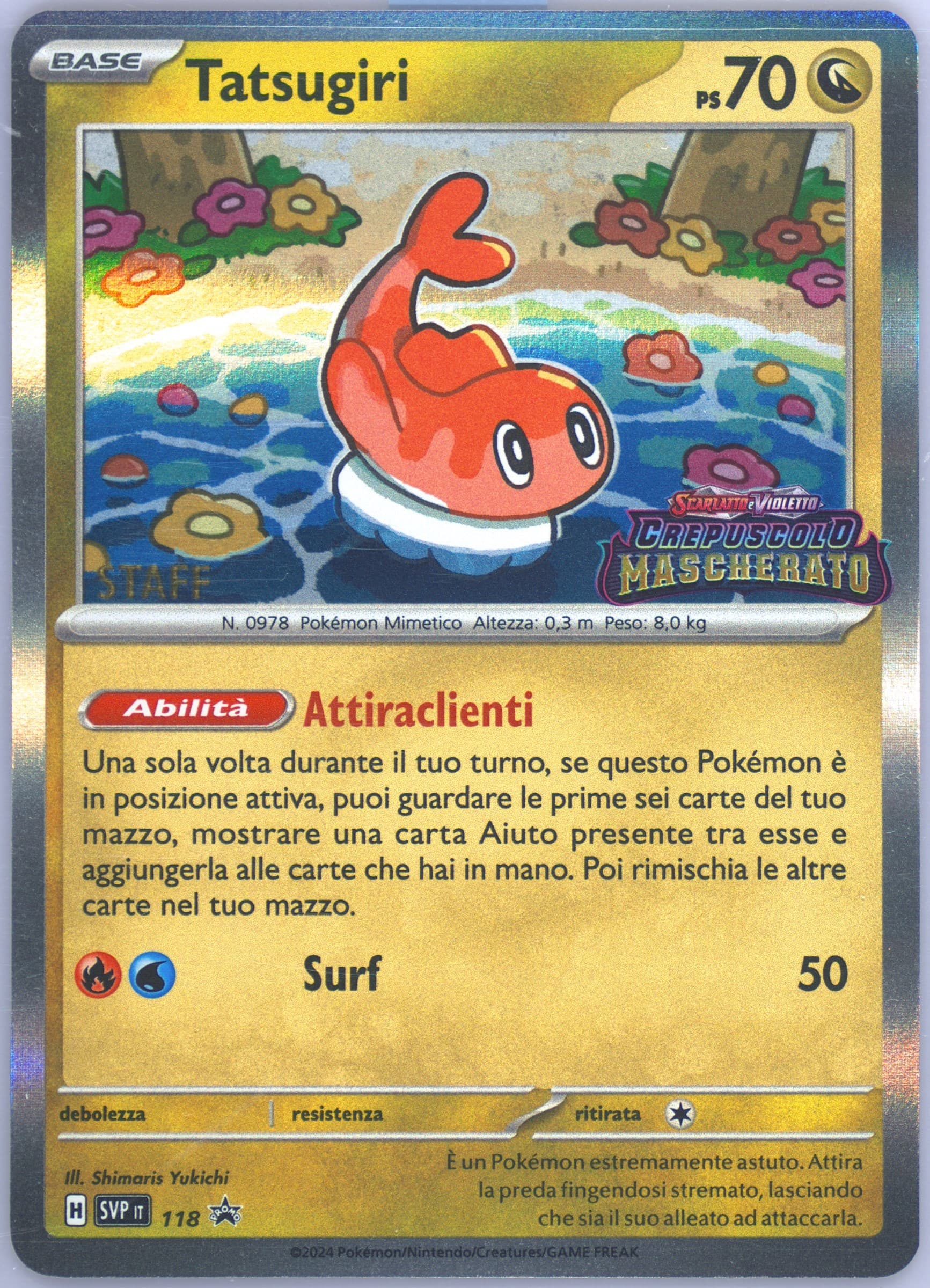 Tatsugiri Stellar Crown Prerelease-Staff (118) 2024 Pokemon Italian Svp It-SV Black Star Promo