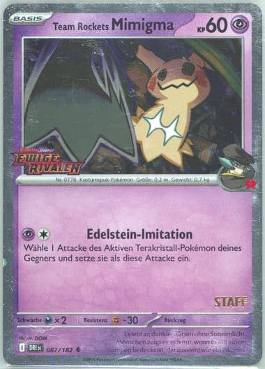 Team Rocket's Mimikyu Prerelease-Staff (087) 2025 Pokemon German Dri de-Destined Rivals