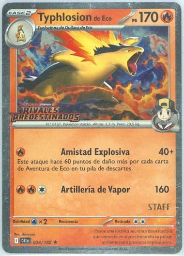 Ethan's Typhlosion Prerelease-Staff (034) 2025 Pokemon Spanish Dri ES-Destined Rivals