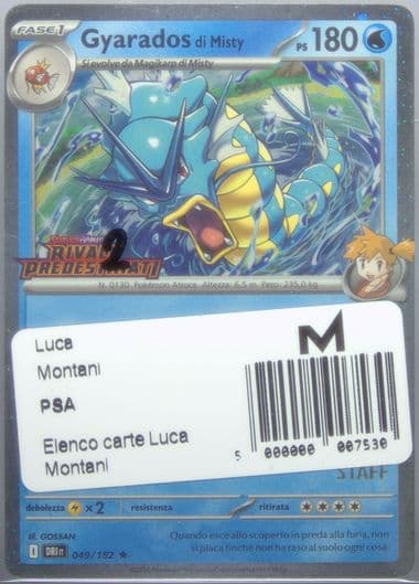 Misty's Gyarados Prerelease-Staff (049) 2025 Pokemon Italian Dri It-Destined Rivals