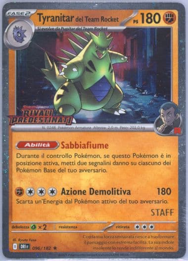 Team Rocket's Tyranitar Prerelease-Staff (096) 2025 Pokemon Italian Dri It-Destined Rivals