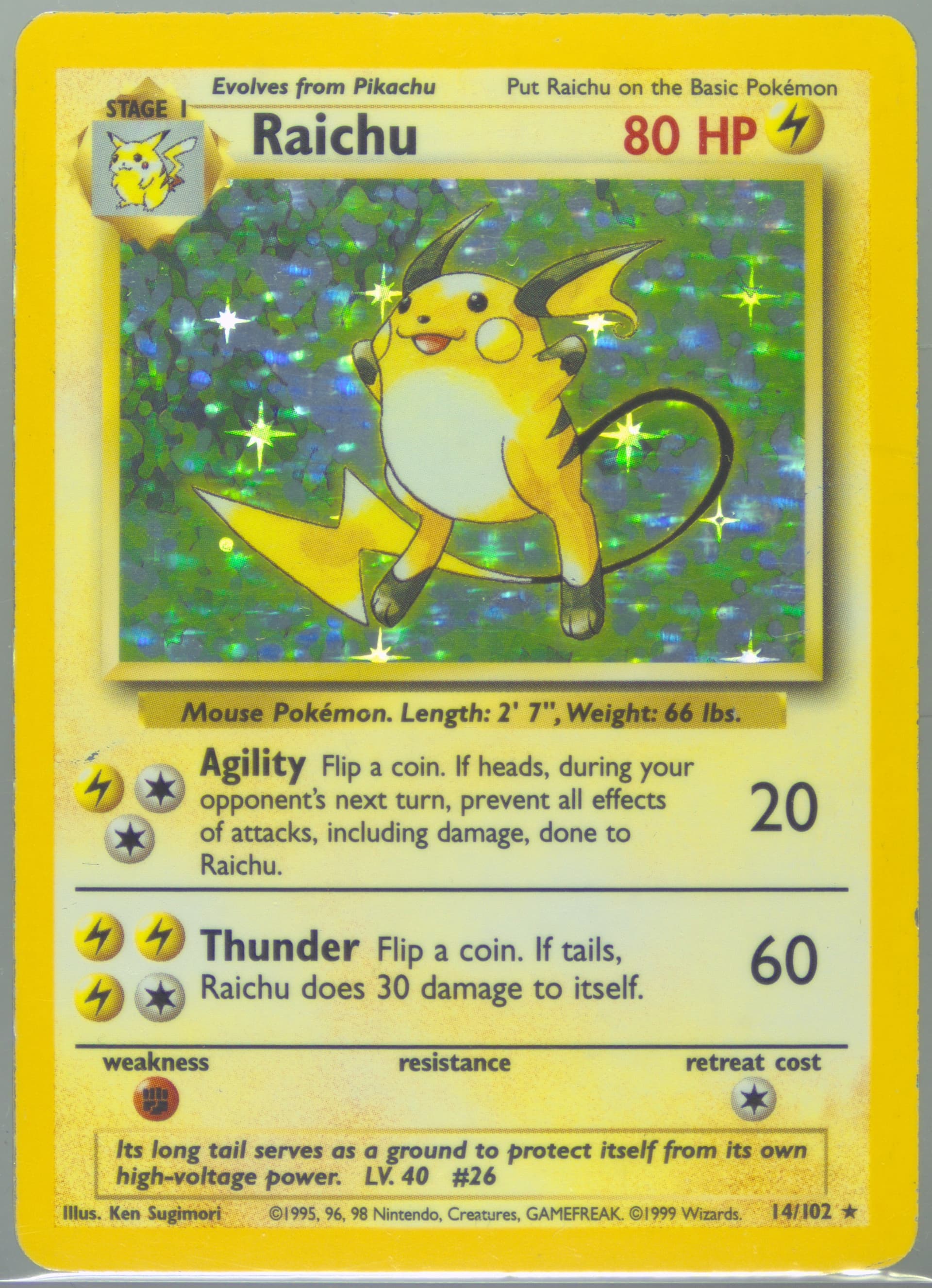 Raichu-Holo Inverted Back (14) 1999 Pokemon Game