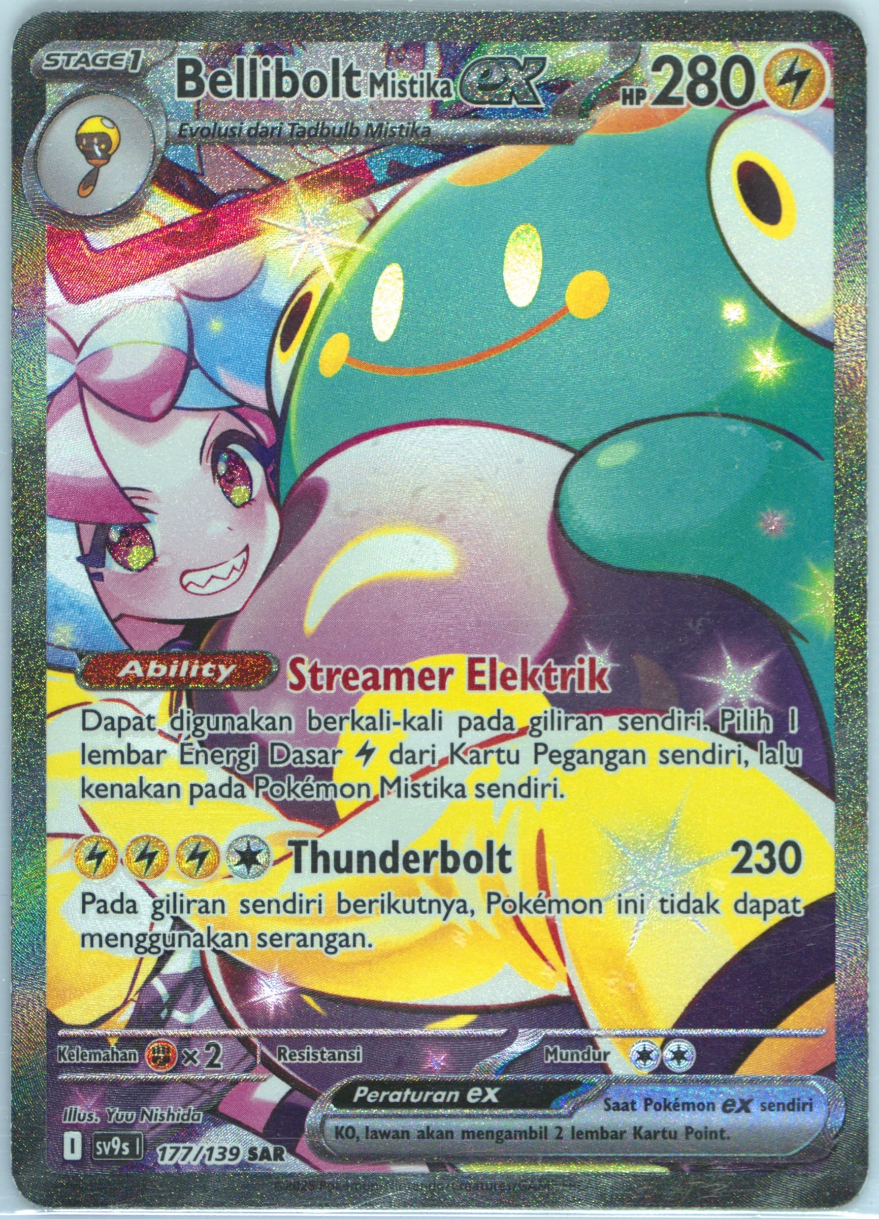 Iono's Bellibolt EX Special Art Rare (177) 2025 Pokemon Indonesian Sv9s I-Bonds of Destiny
