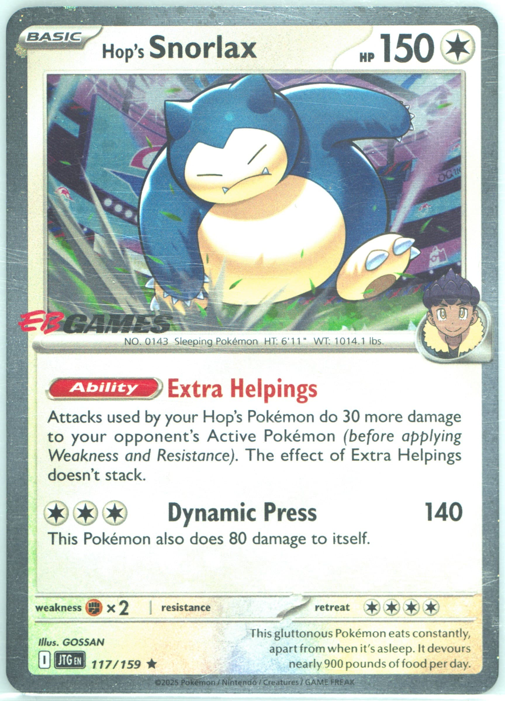 Hop's Snorlax EB Games Exclusive (117) 2025 Pokemon Jtg EN-Journey Together