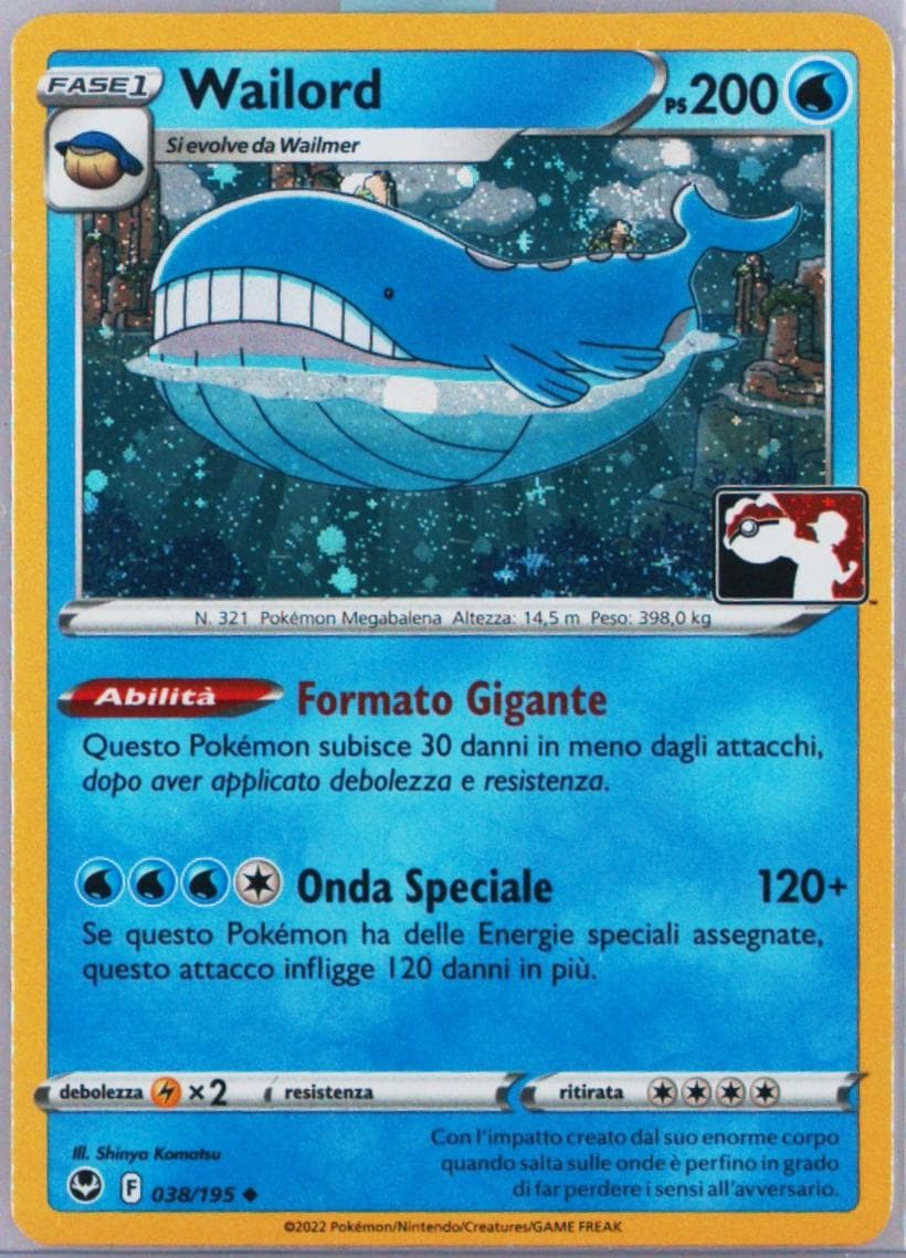 Wailord Italian (038) 2023-2024 Pokemon Play! Pokemon Prize Pack