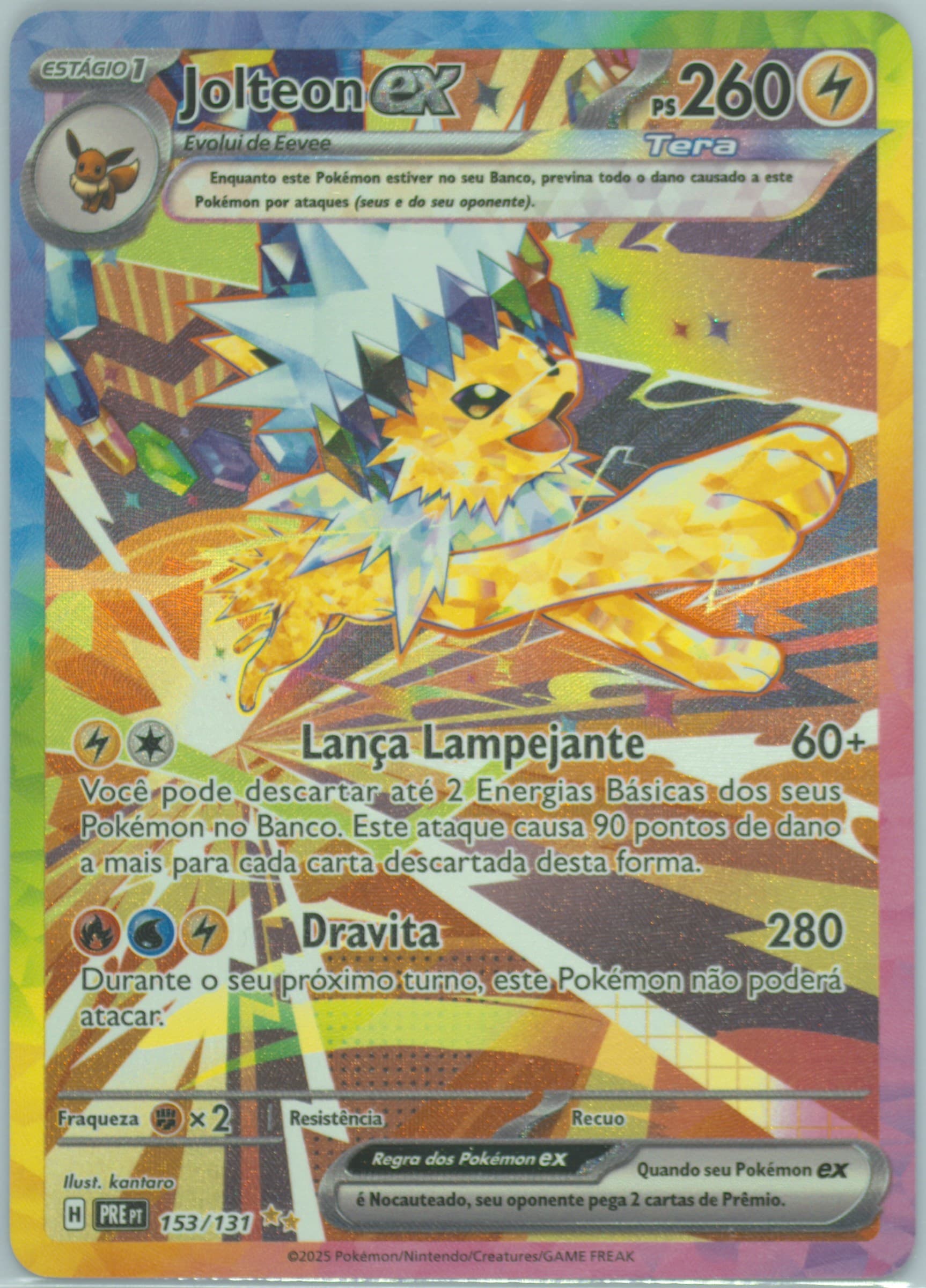 Jolteon EX Special Illustration Rare (153) 2025 Pokemon Portuguese Pre PT-Prismatic Evolutions