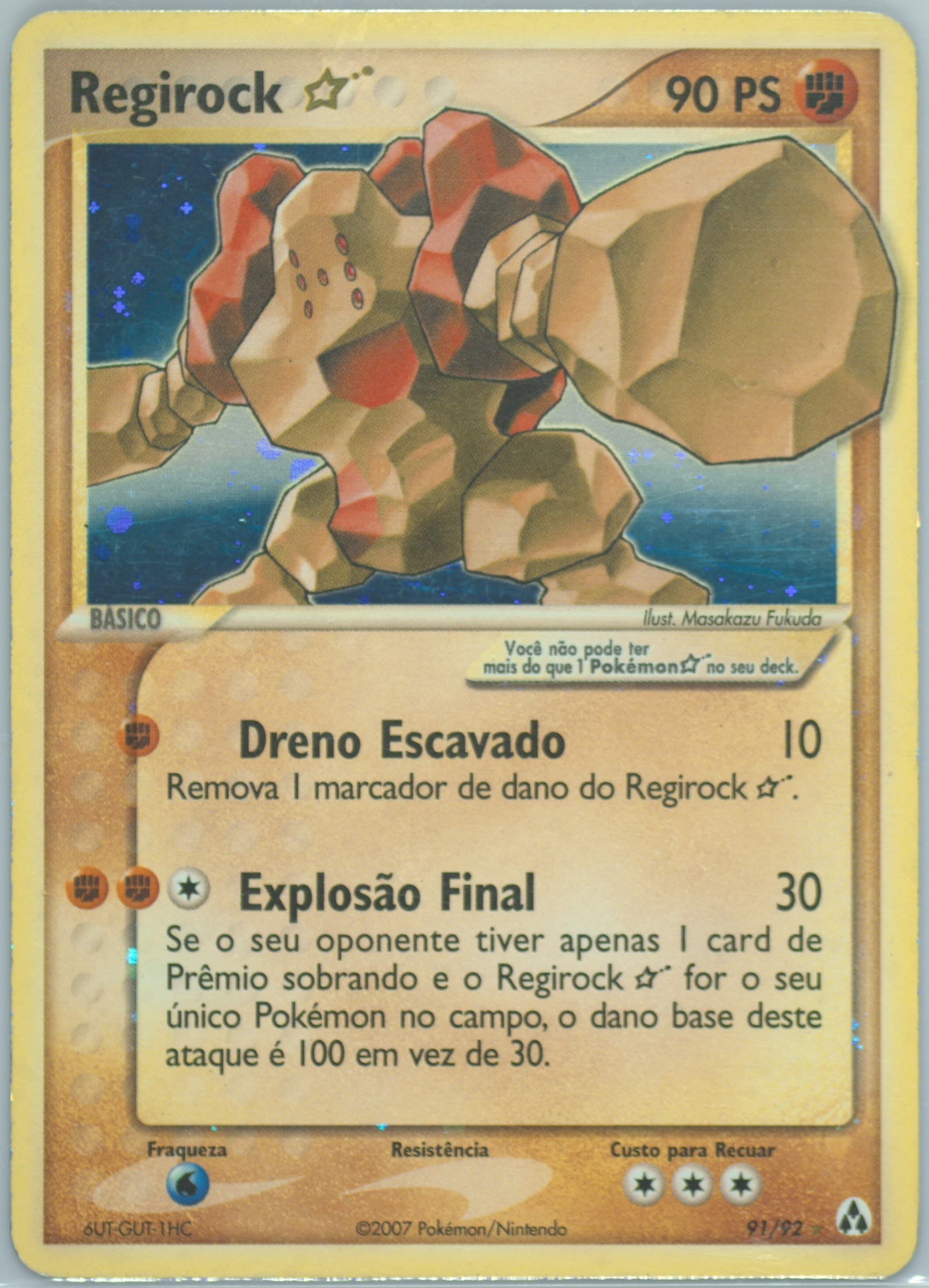 Regirock-Holo Gold Star (91) 2007 Pokemon Portuguese EX Legend Maker