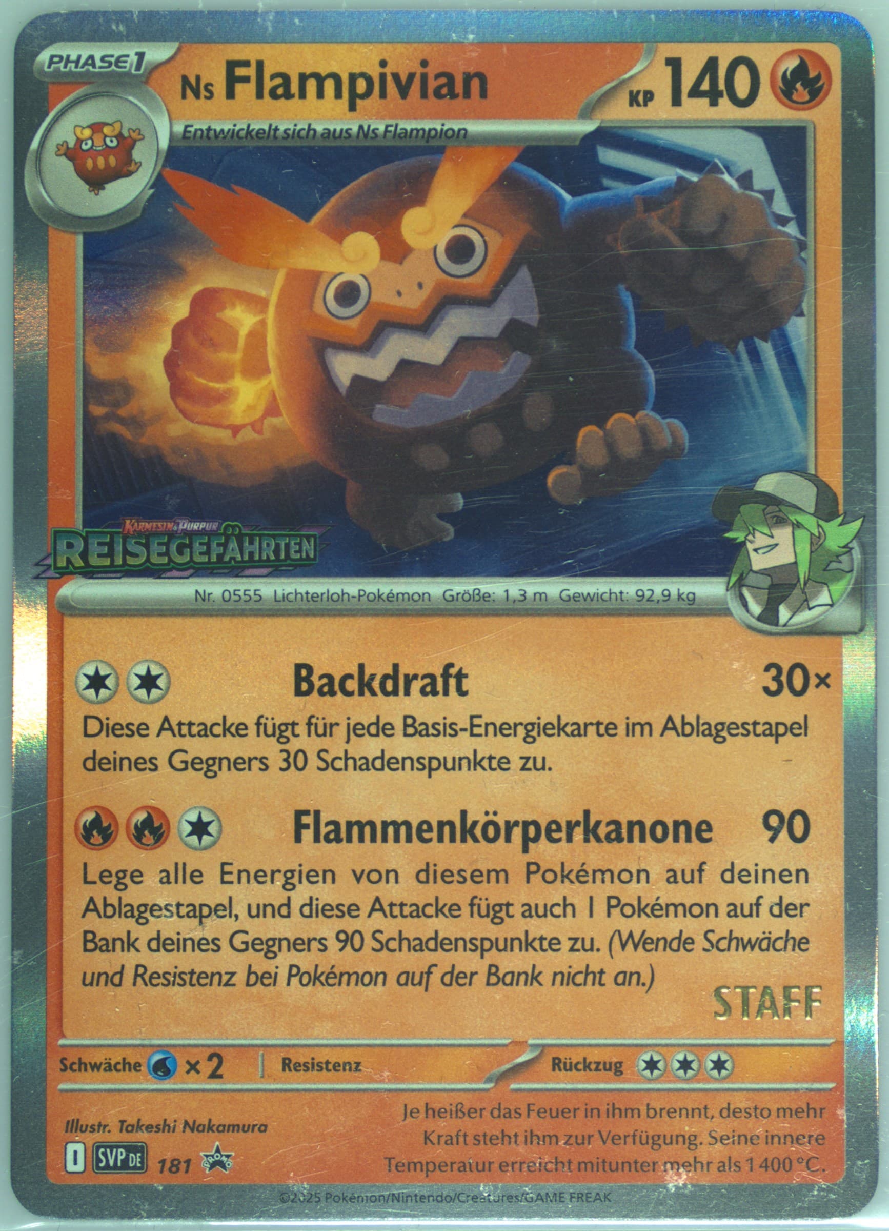 N's Darmanitan Journey Together Prerelease-Staff (181) 2025 Pokemon German Svp de-SV Black Star Promo