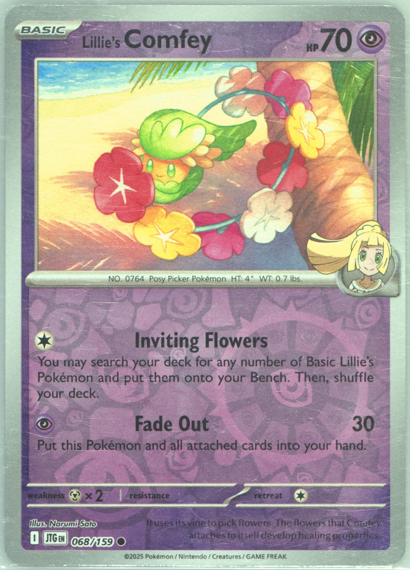 Lillie's Comfey Reverse Holo (068) 2025 Pokemon Jtg EN-Journey Together