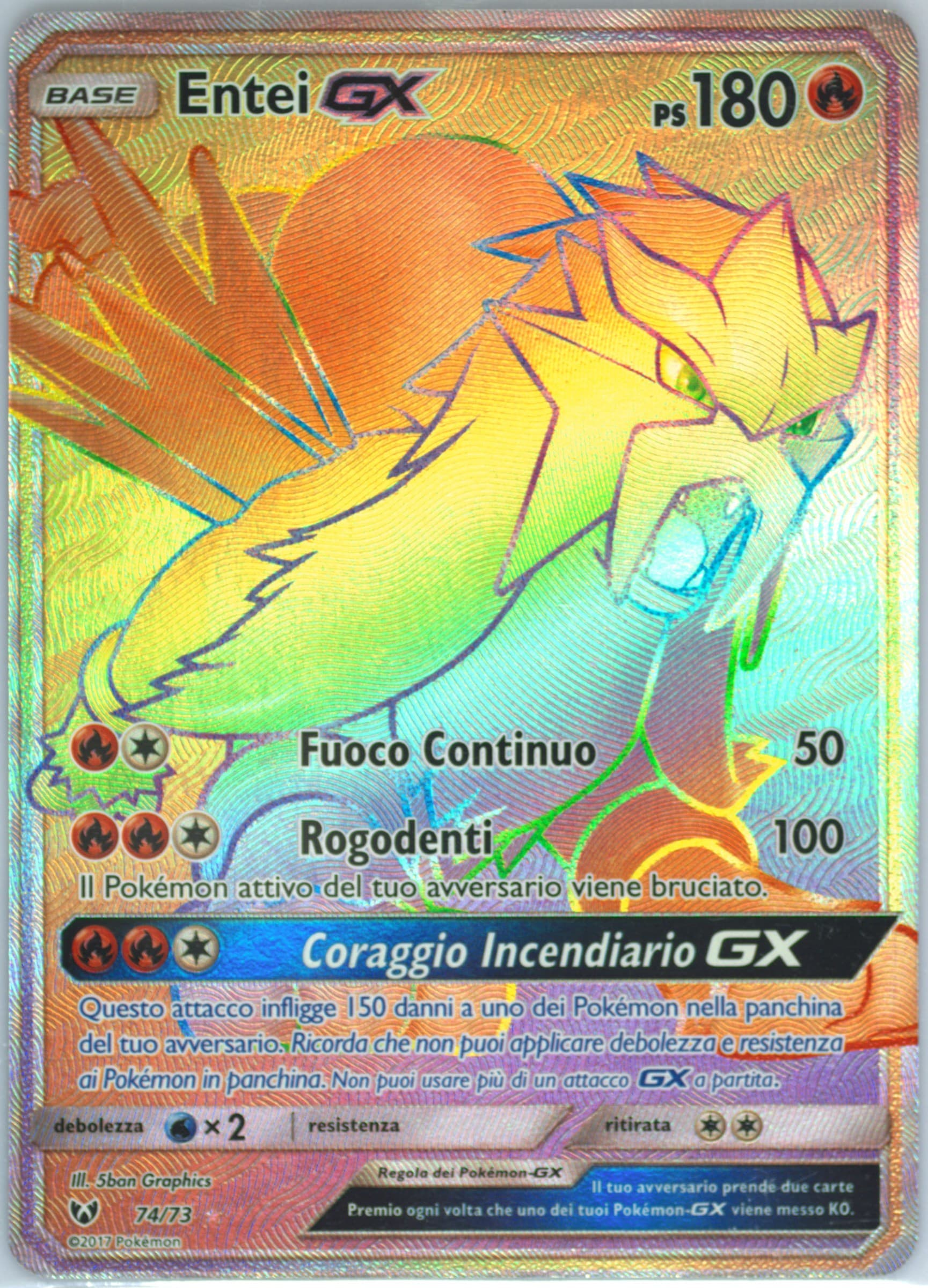 Full Art/Entei GX Secret-Italian (74) 2017 Pokemon Sun & Moon Shining Legends