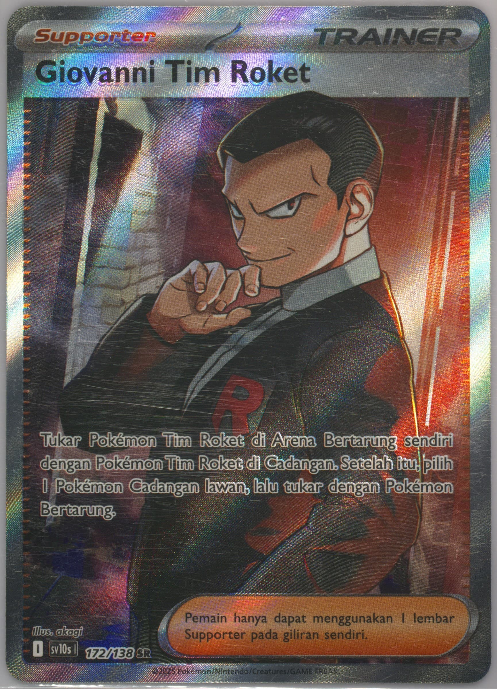 Team Rocket's Giovanni Super Rare (172) 2025 Pokemon Indonesian Sv10s I-Presence of Champions