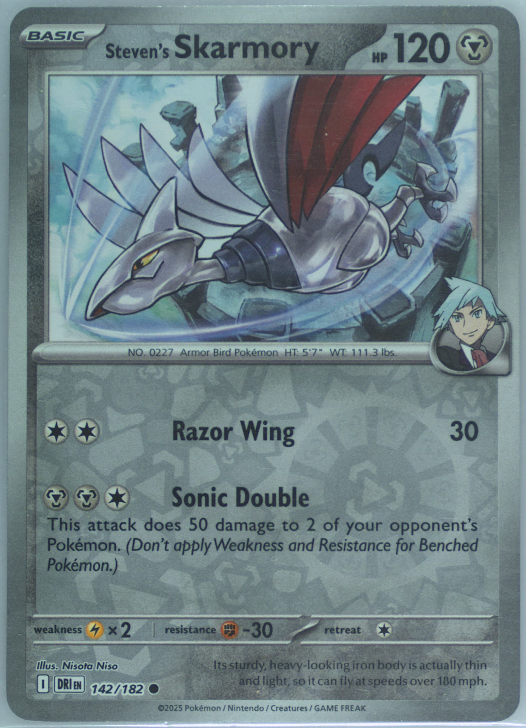 Steven's Skarmory Reverse Holo (142) 2025 Pokemon Dri EN-Destined Rivals