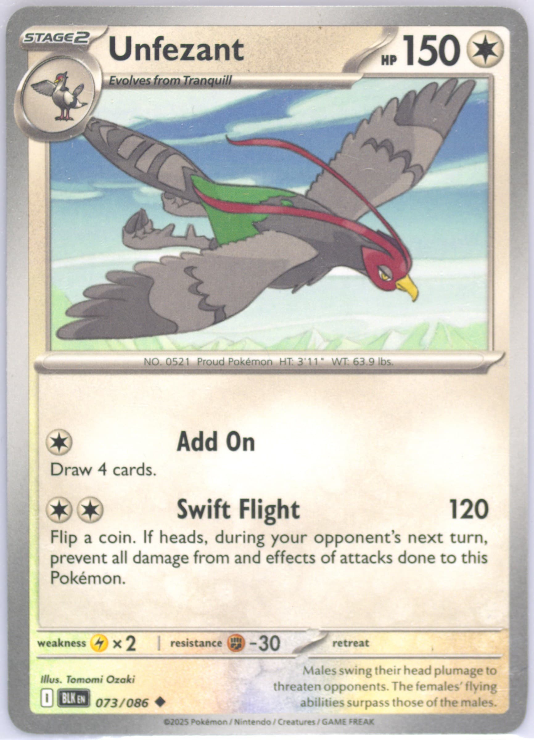 Unfezant (073) 2025 Pokemon Blk EN-Black Bolt