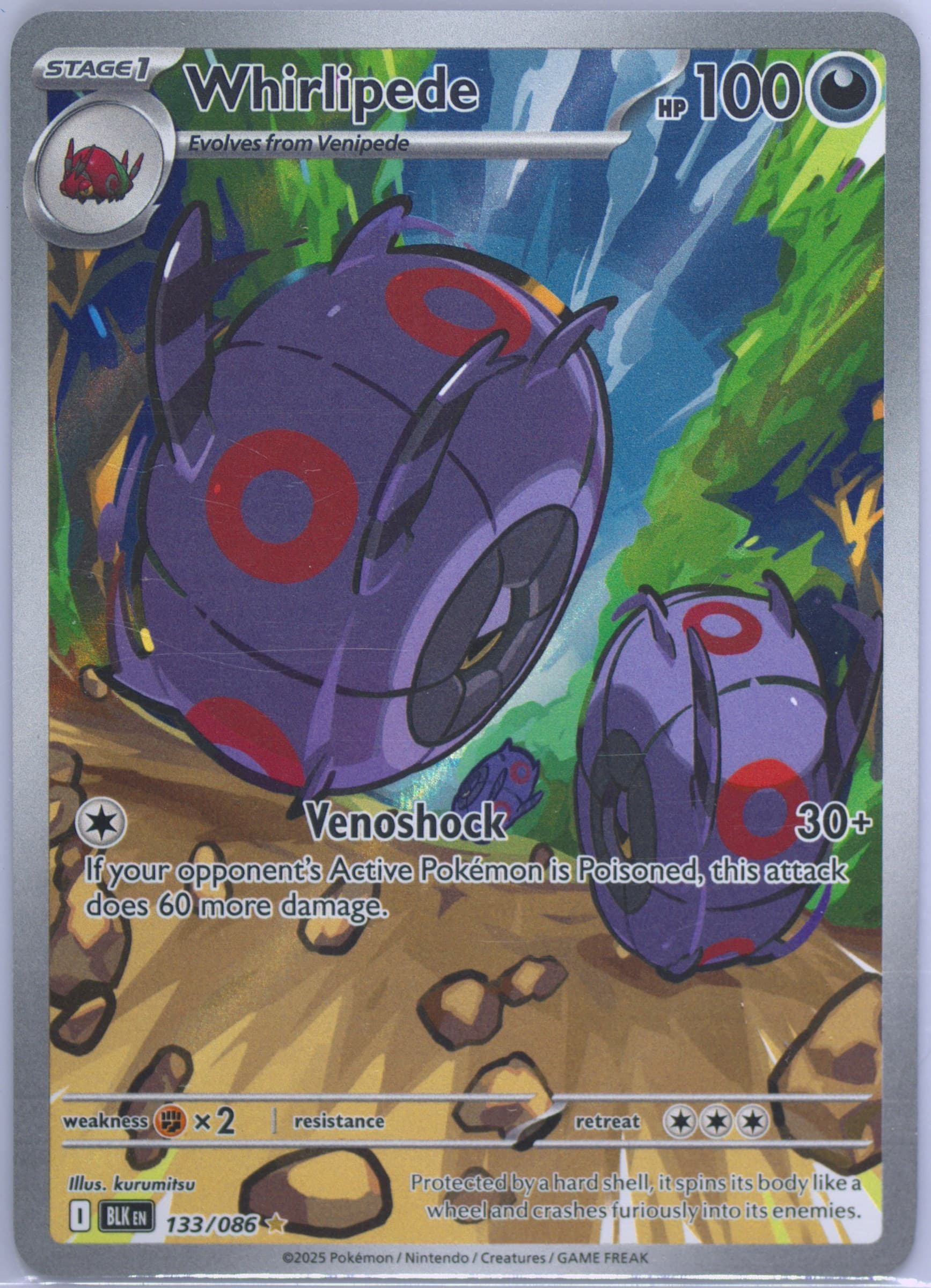 Whirlipede Illustration Rare (133) 2025 Pokemon Blk EN-Black Bolt