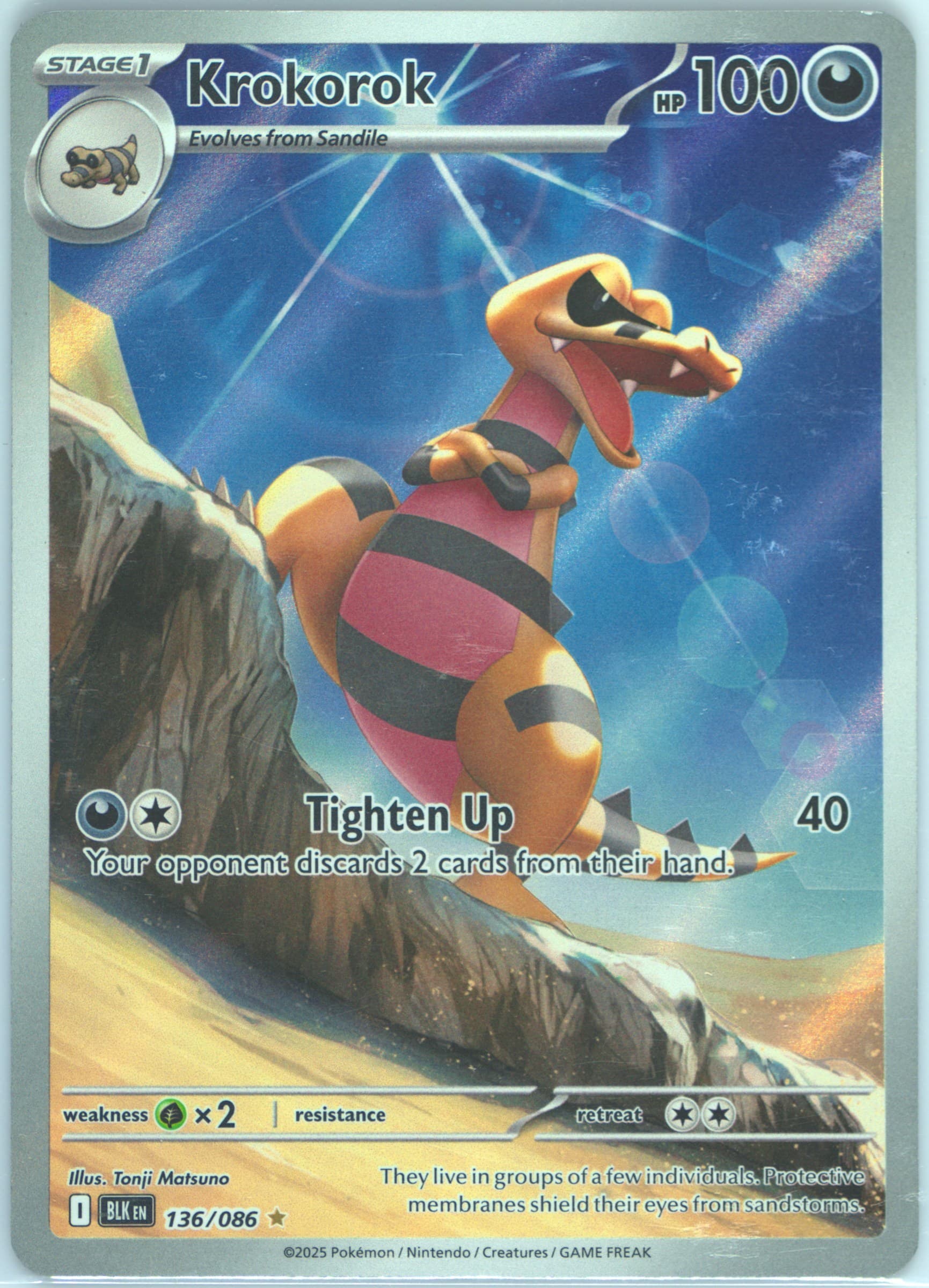 Krokorok Illustration Rare (136) 2025 Pokemon Blk EN-Black Bolt