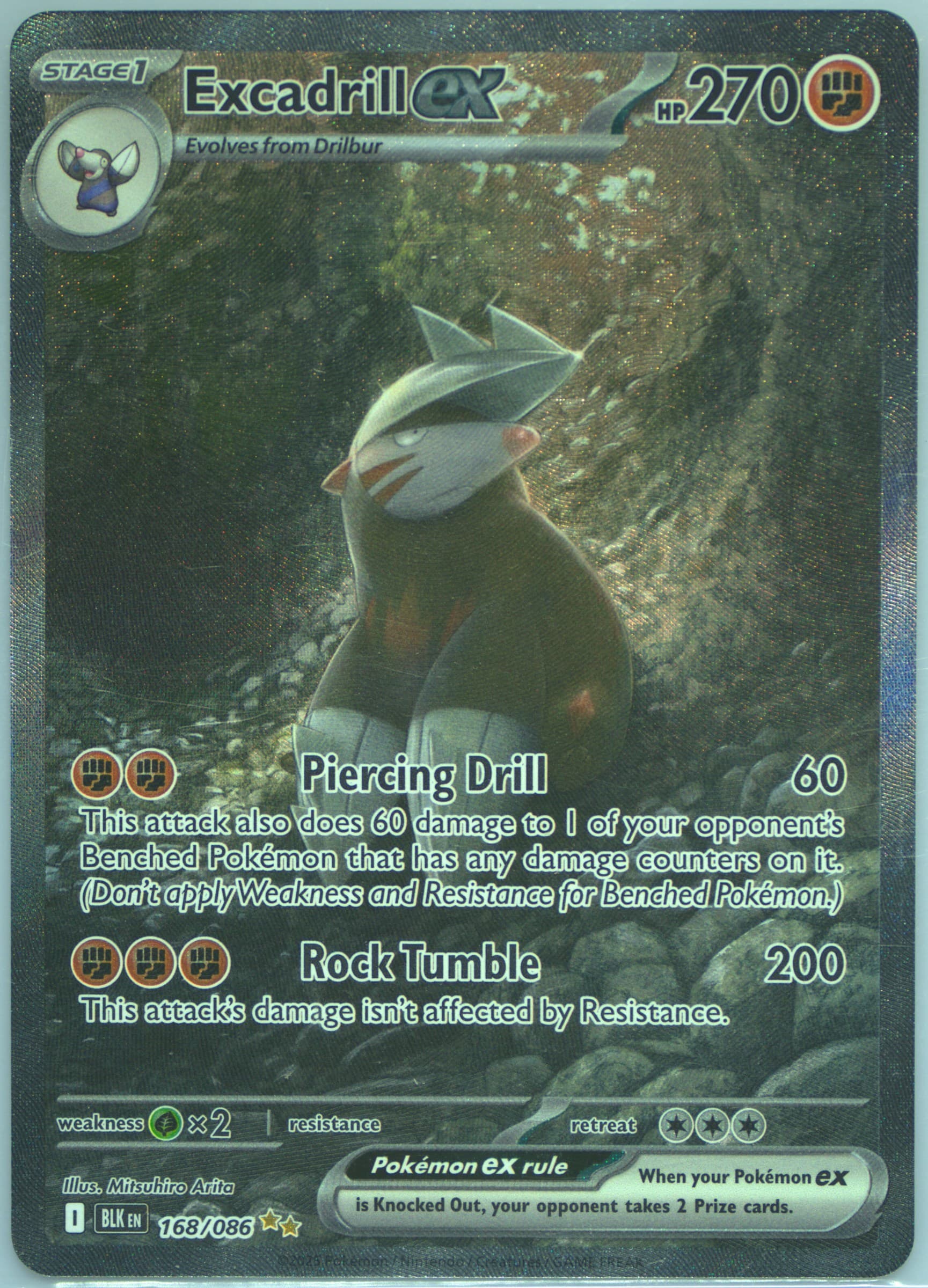 Excadrill EX Special Illustration Rare (168) 2025 Pokemon Blk EN-Black Bolt