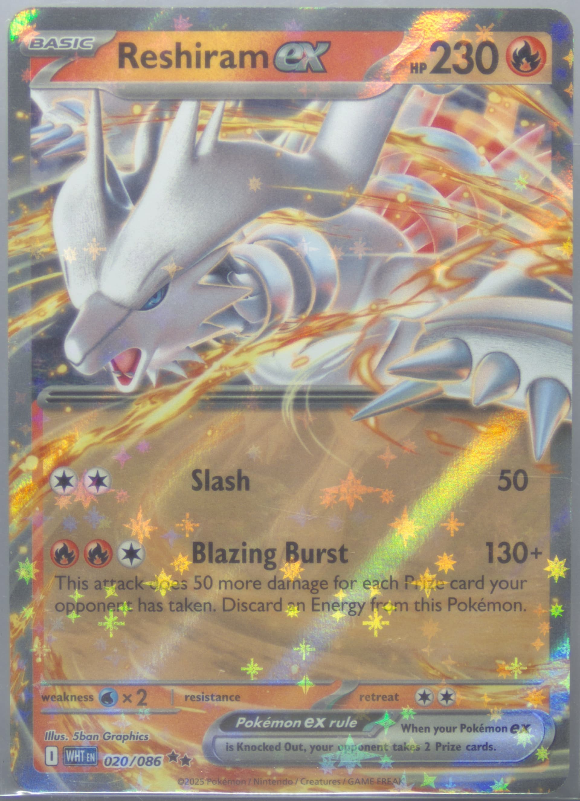 Reshiram EX (020) 2025 Pokemon Wht EN-White Flare