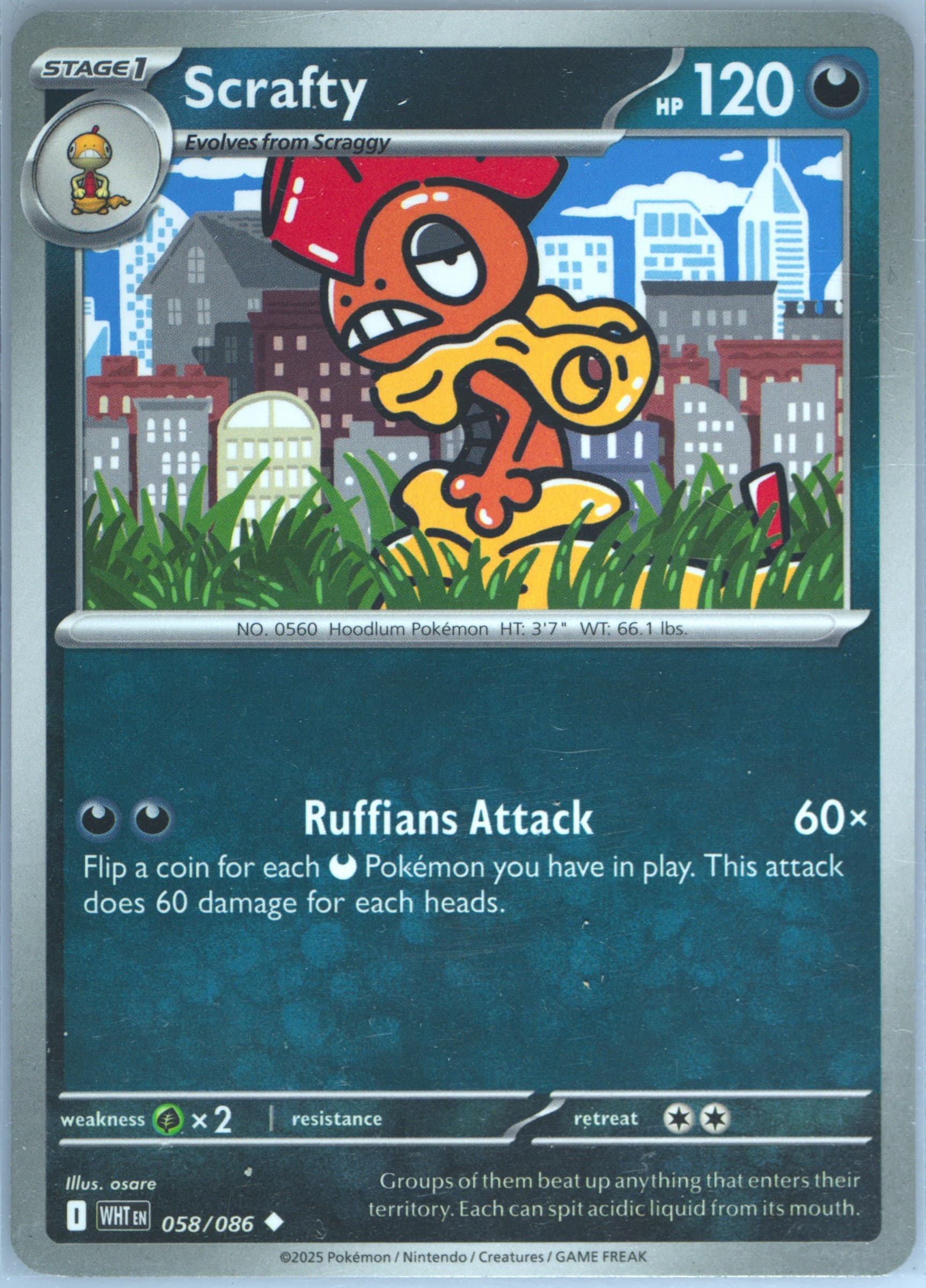 Scrafty (058) 2025 Pokemon Wht EN-White Flare
