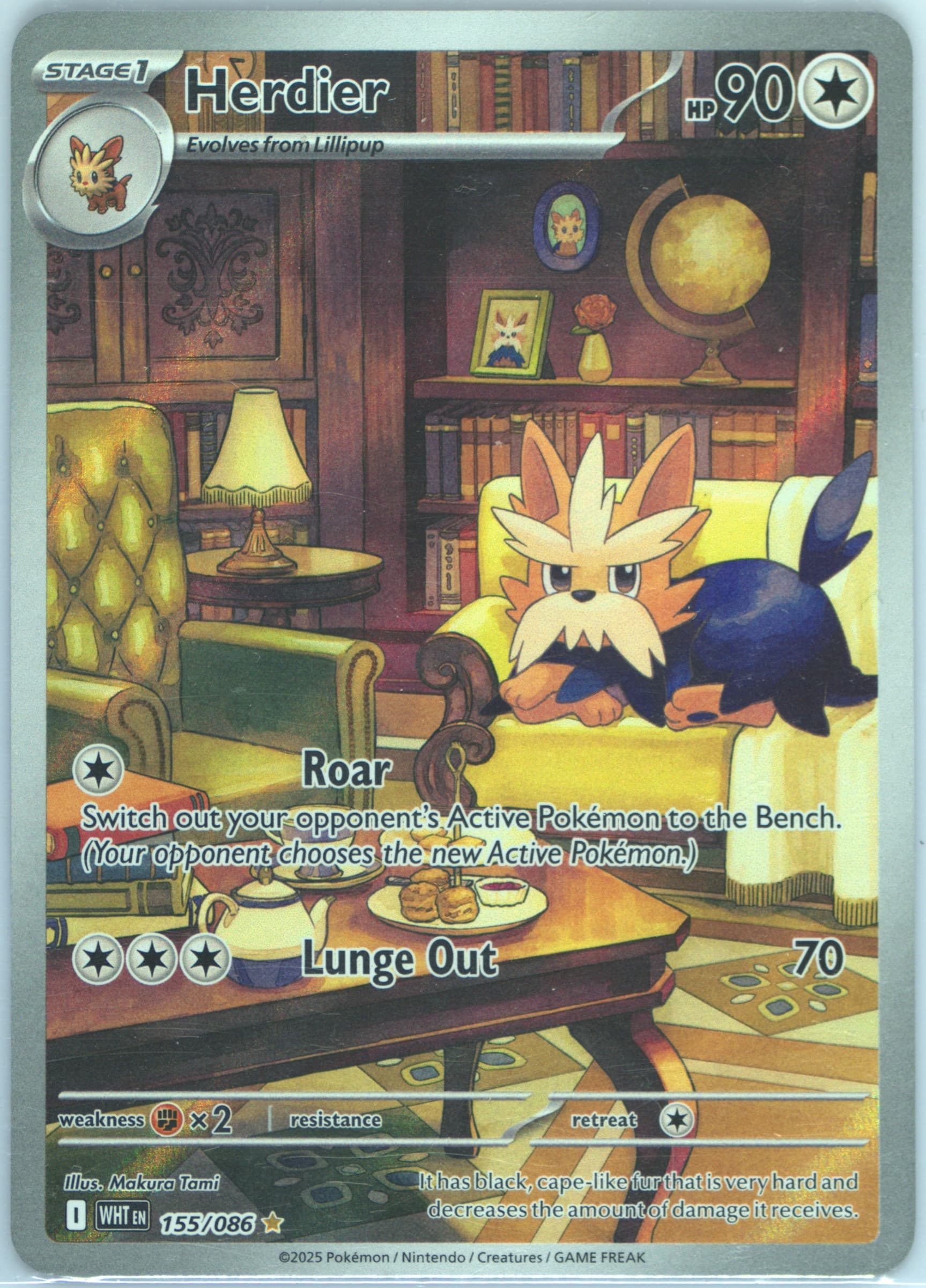 Herdier Illustration Rare (155) 2025 Pokemon Wht EN-White Flare