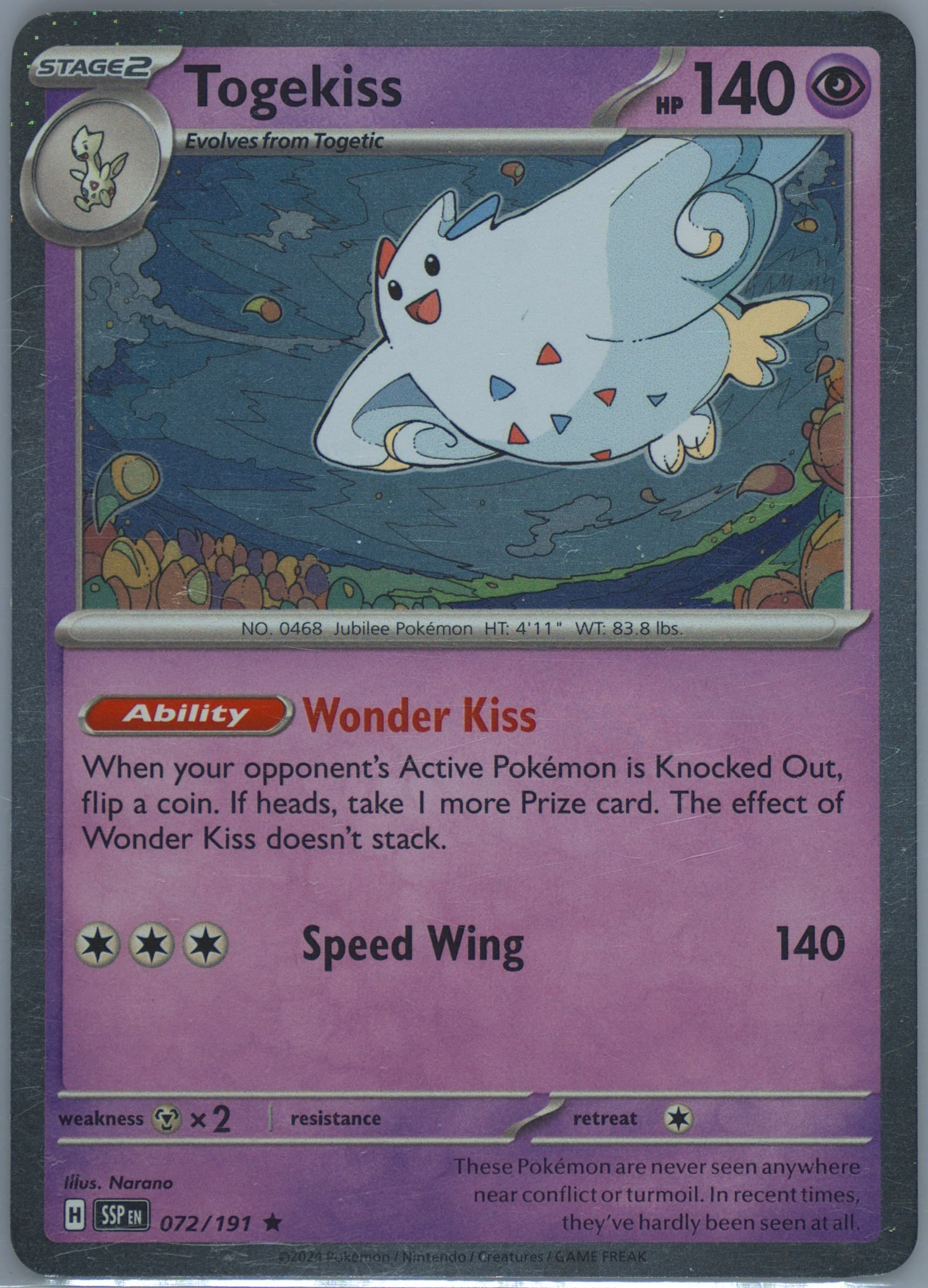 Togekiss Destined Rivals Premium Checklane Blister (072) 2024 Pokemon Ssp EN-Surging Sparks