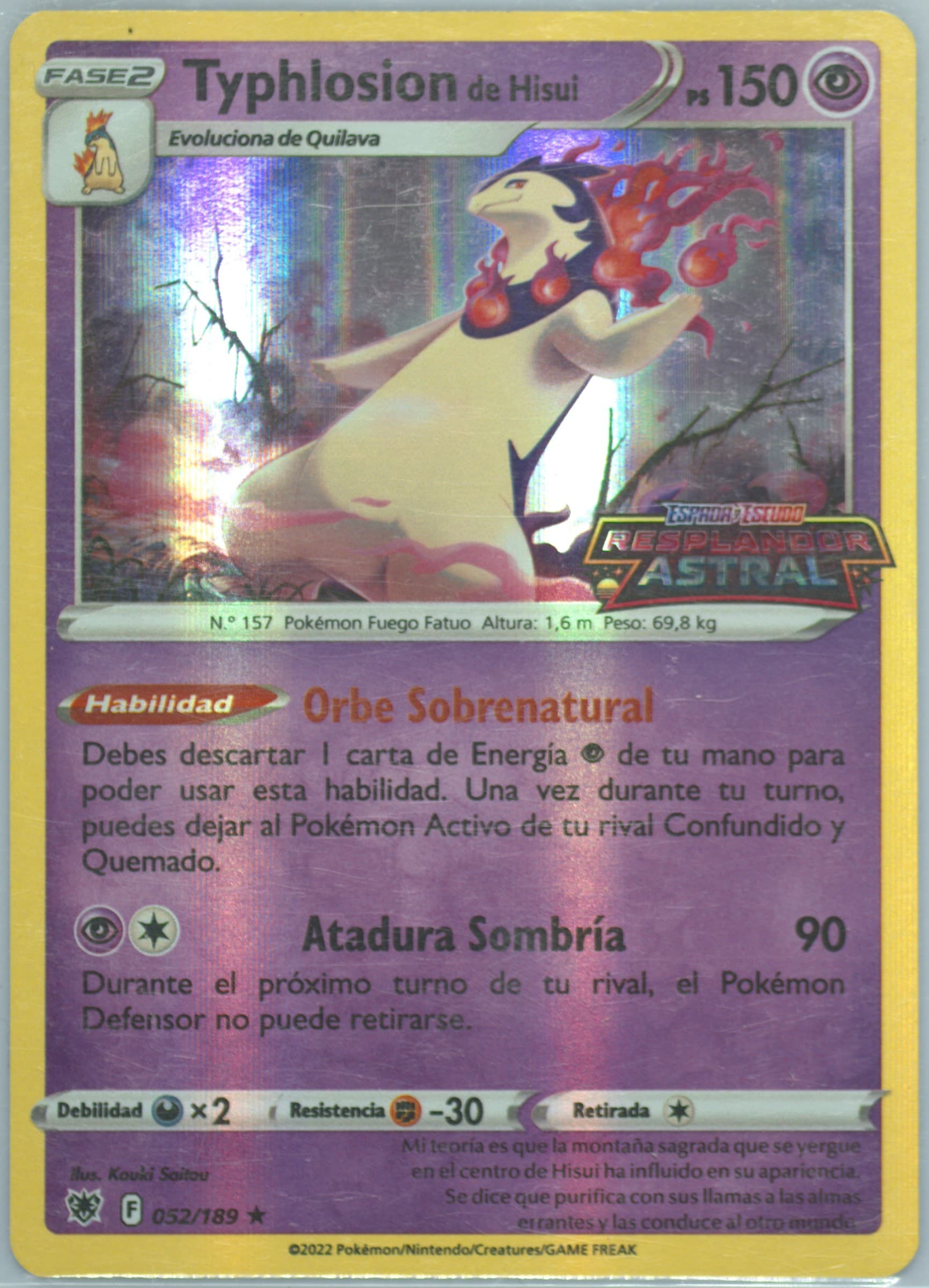 Hisuian Typhlosion-Holo Stamp Gift-Spanish (052) 2022 Pokemon Sword & Shield Astral Radiance