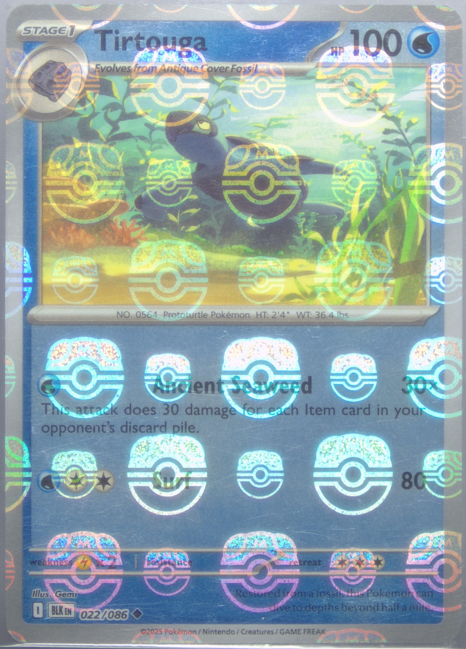 Tirtouga Master Ball Reverse Holo (022) 2025 Pokemon Blk EN-Black Bolt