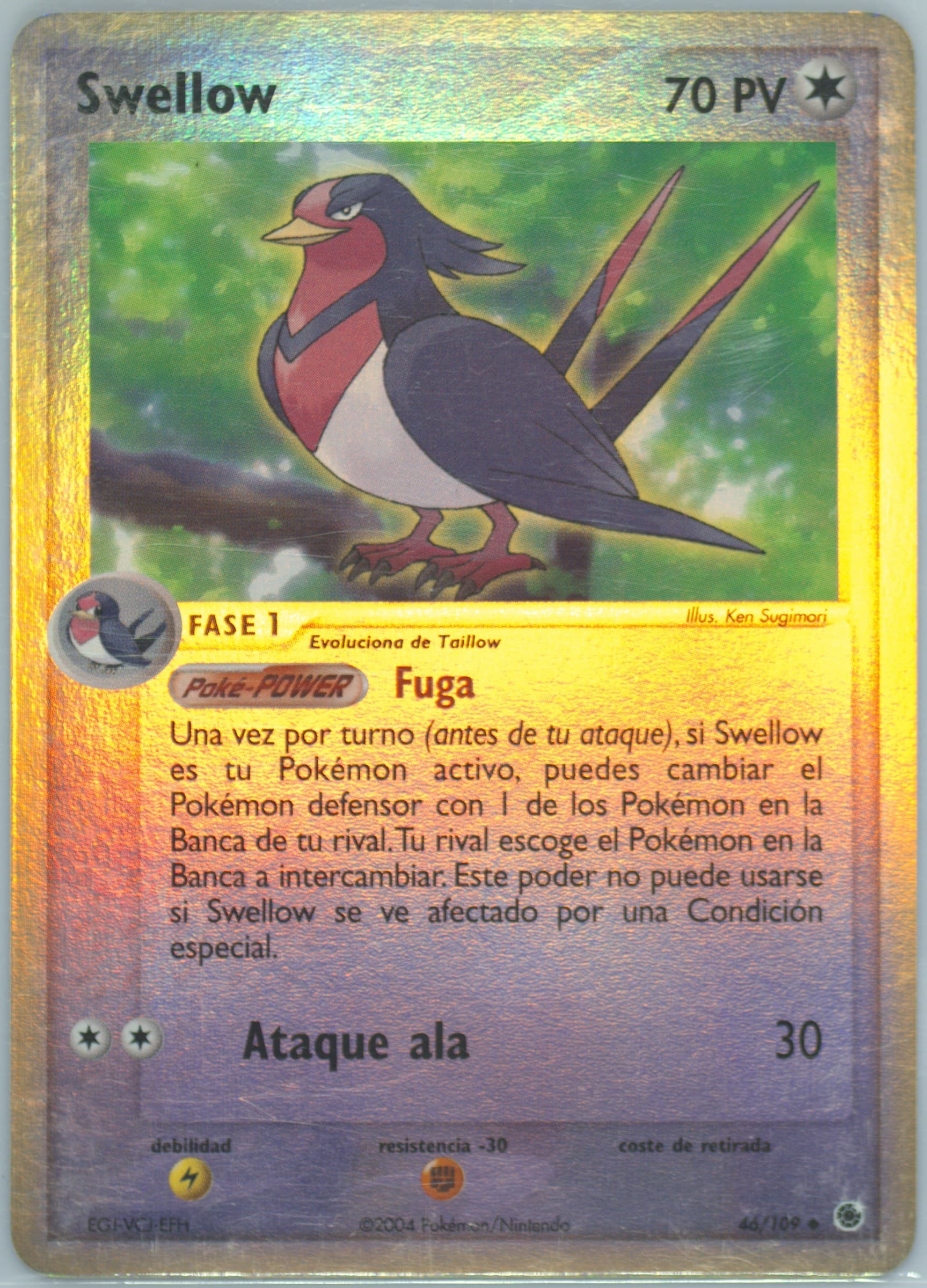 Swellow-Reverse Foil (46) 2004 Pokemon Spanish EX Ruby & Sapphire