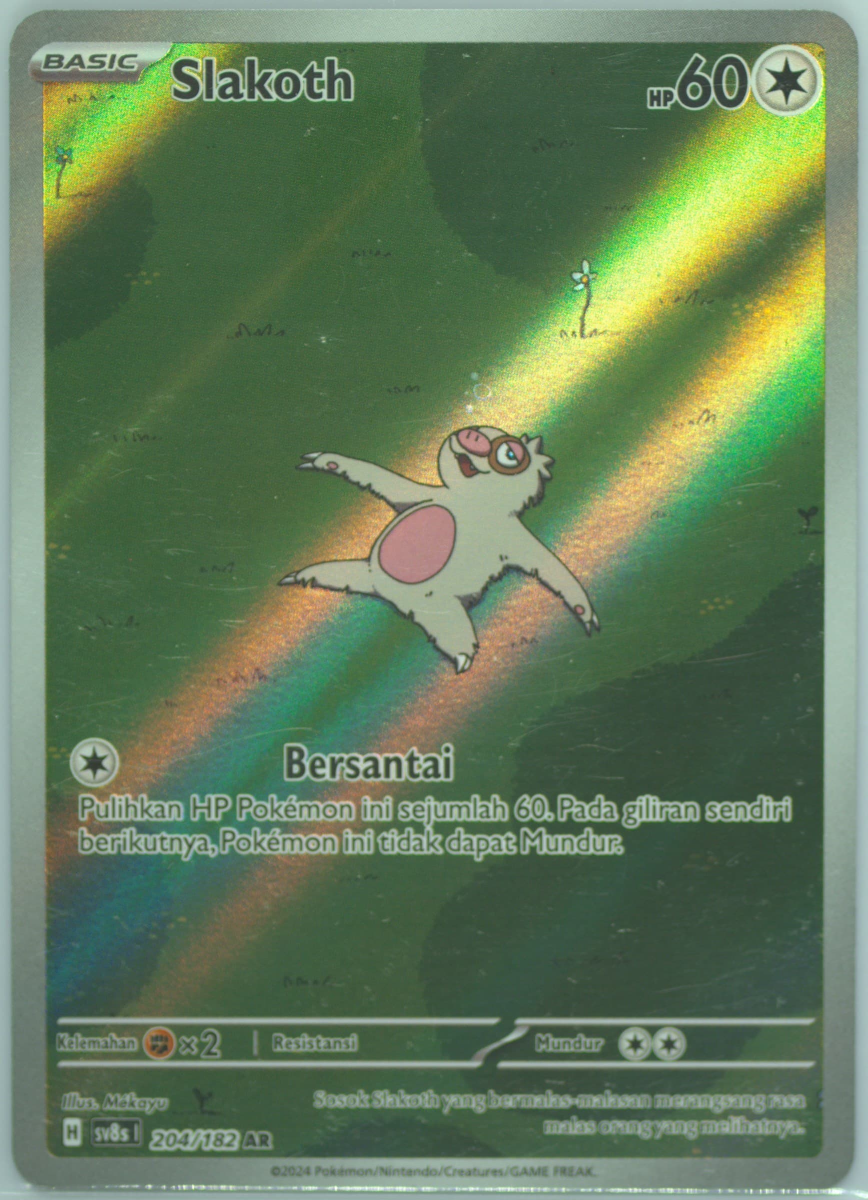 Slakoth Art Rare (204) 2024 Pokemon Indonesian Sv8s I-Stellar Lightning