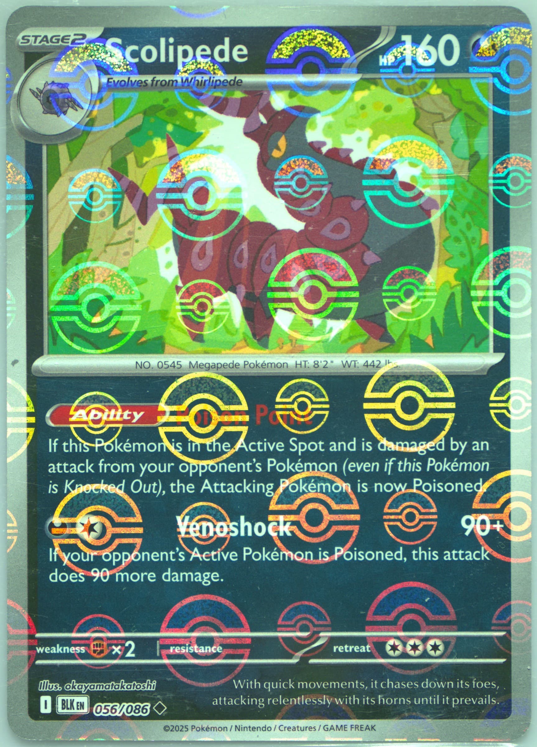 Scolipede Poke Ball Reverse Holo (056) 2025 Pokemon Blk EN-Black Bolt